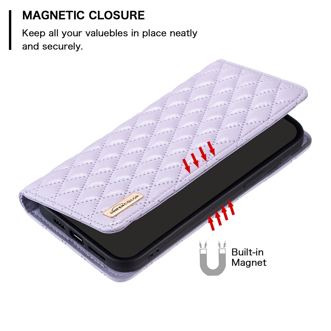 For Redmi 14C 4G Diamond Lattice Magnetic Leather Flip Phone Case(Purple)