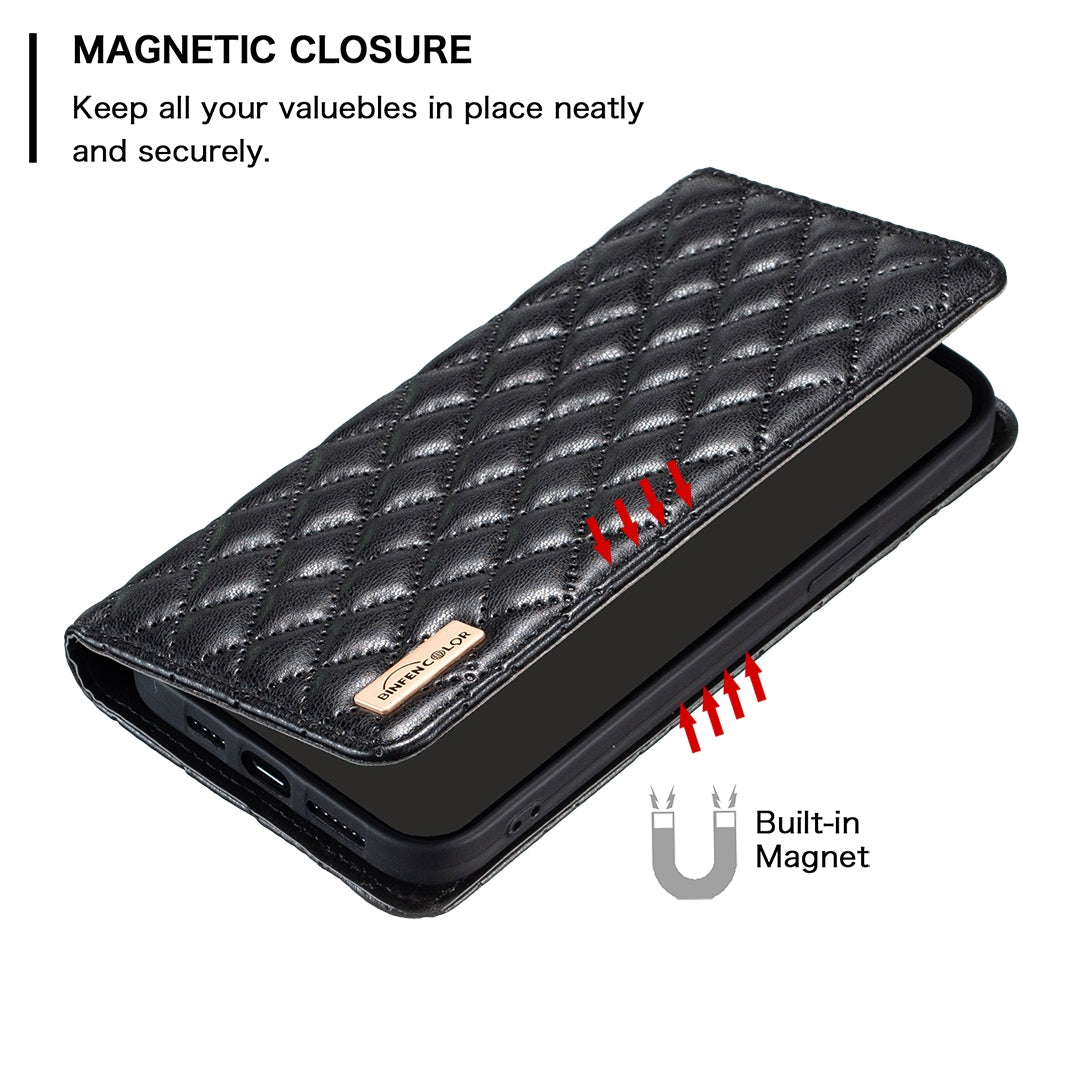 For Redmi 14C 4G Diamond Lattice Magnetic Leather Flip Phone Case(Black)