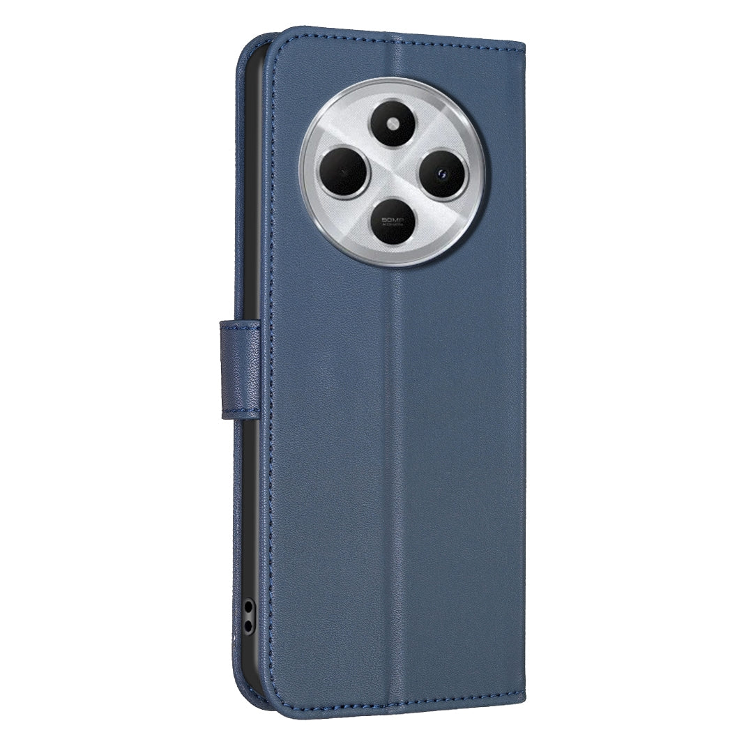 For Redmi 14C 4G Four-leaf Embossed Leather Phone Case(Blue)