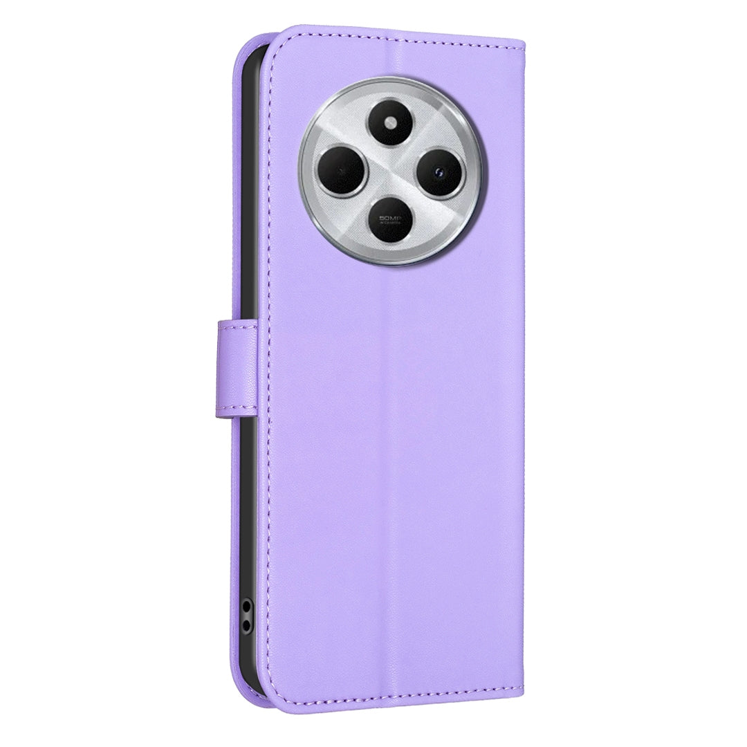 For Redmi 14C 4G Four-leaf Embossed Leather Phone Case(Purple)