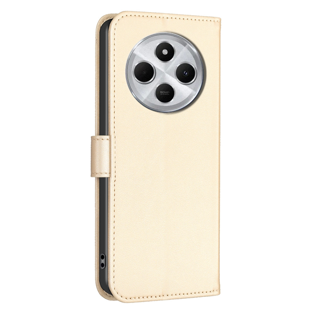 For Redmi 14C 4G Four-leaf Embossed Leather Phone Case(Gold)