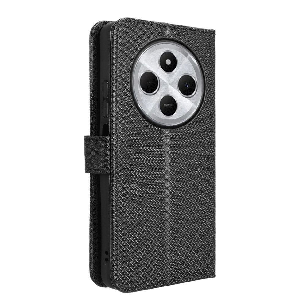 For Redmi 14C 4G Diamond Texture Leather Phone Case(Black)