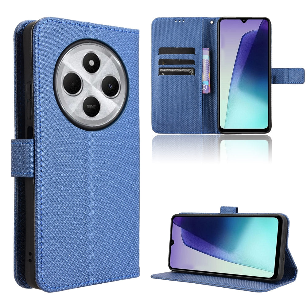 For Redmi 14C 4G Diamond Texture Leather Phone Case(Blue)