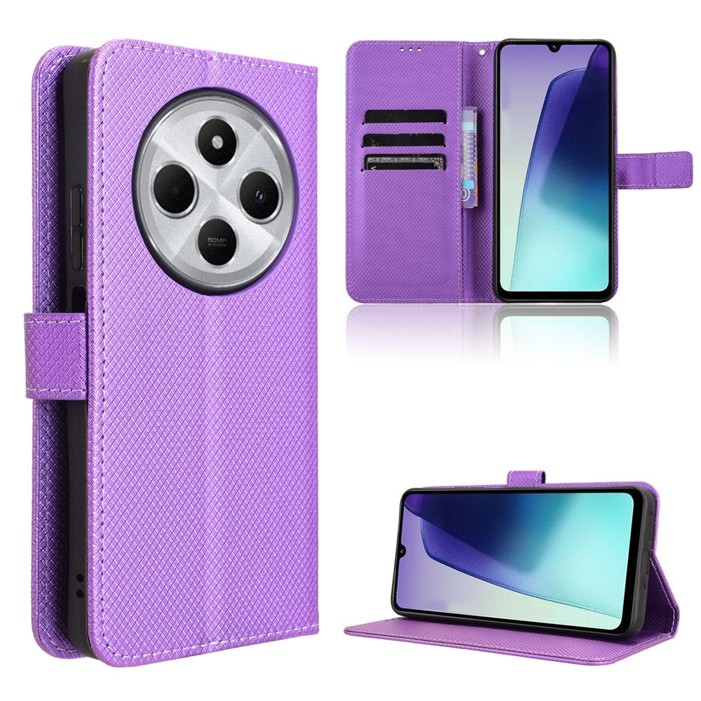 For Redmi 14C 4G Diamond Texture Leather Phone Case(Purple)