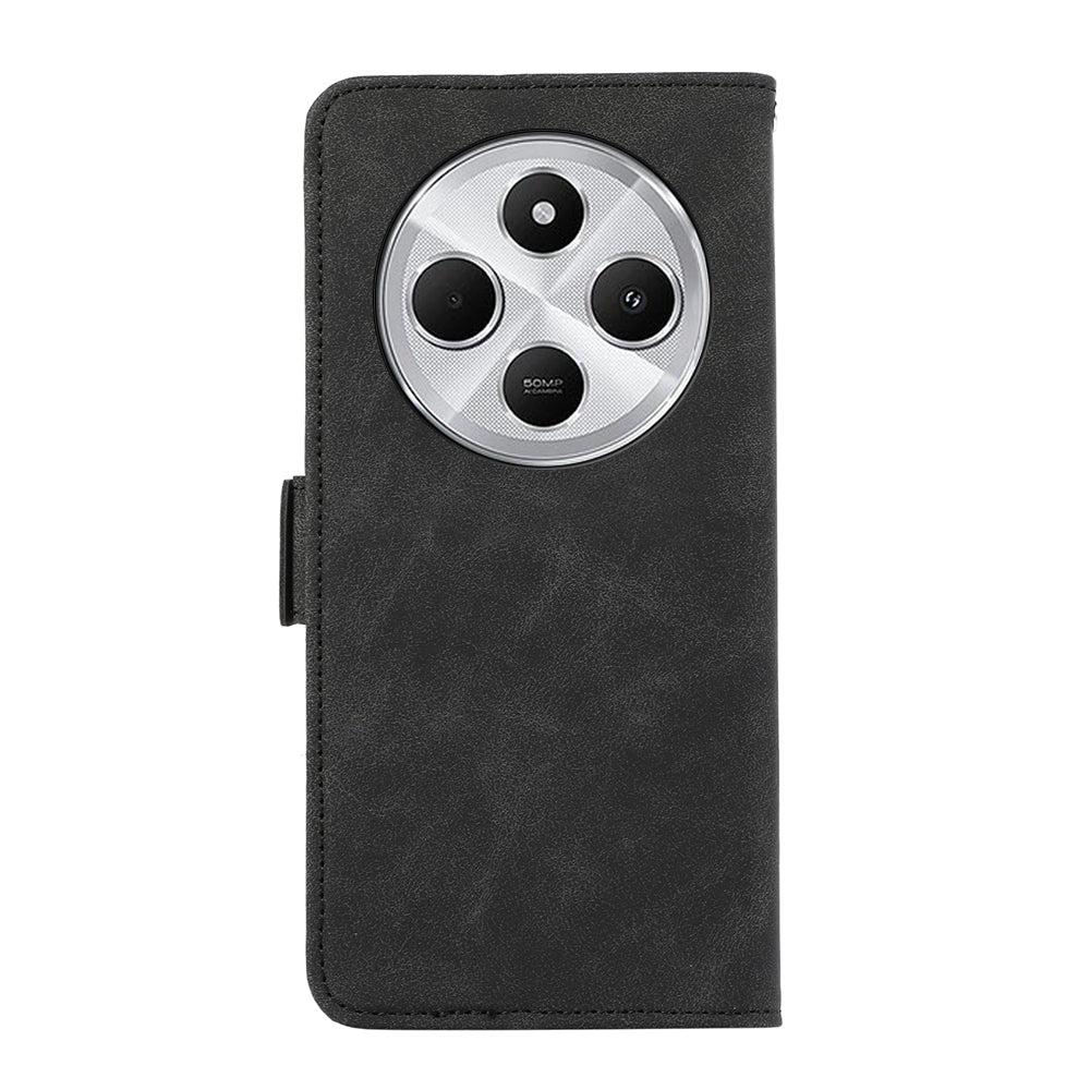 For Redmi 14C 4G ABEEL Frosted Magnetic RFID Leather Phone Case(Black)