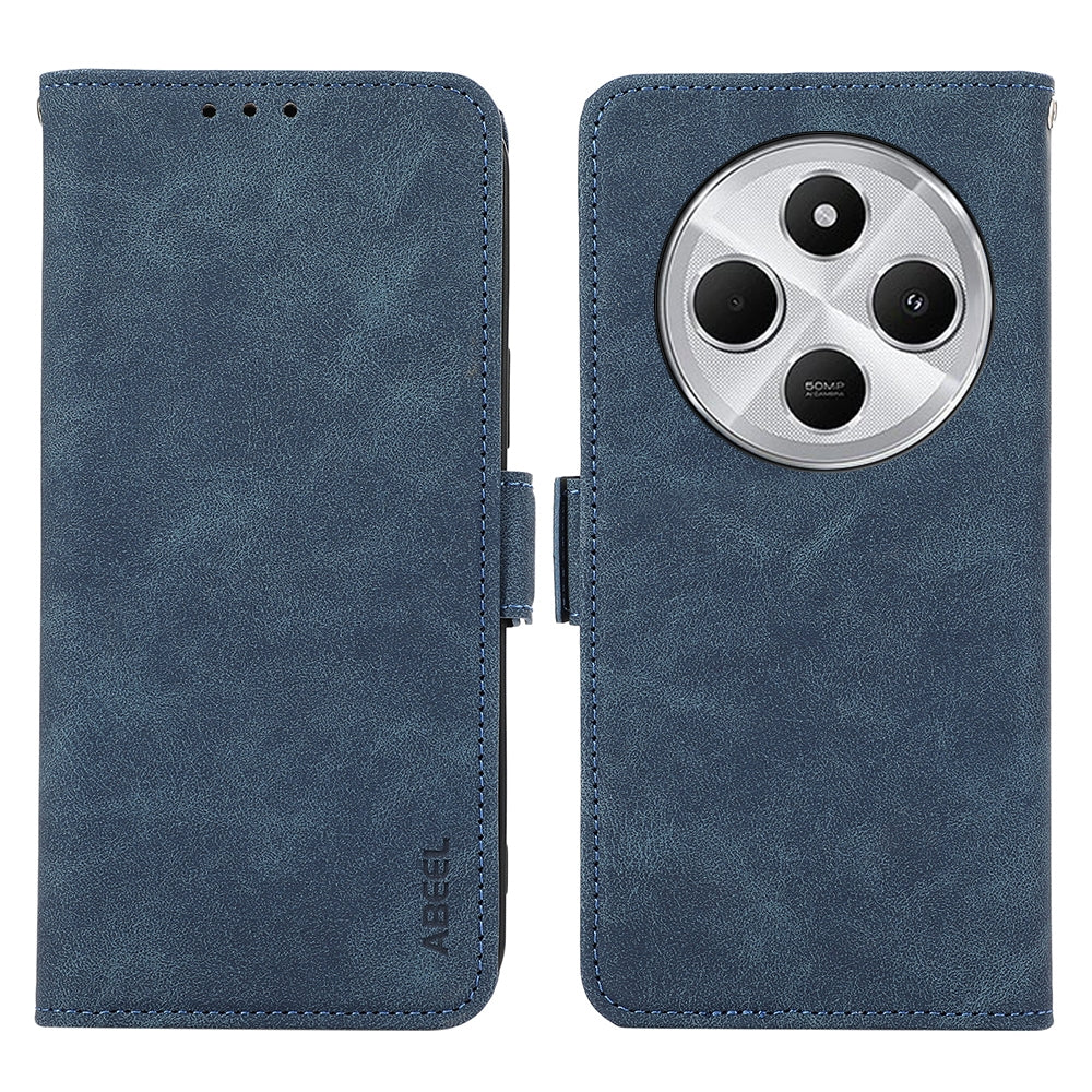 For Redmi 14C 4G ABEEL Frosted Magnetic RFID Leather Phone Case(Blue)