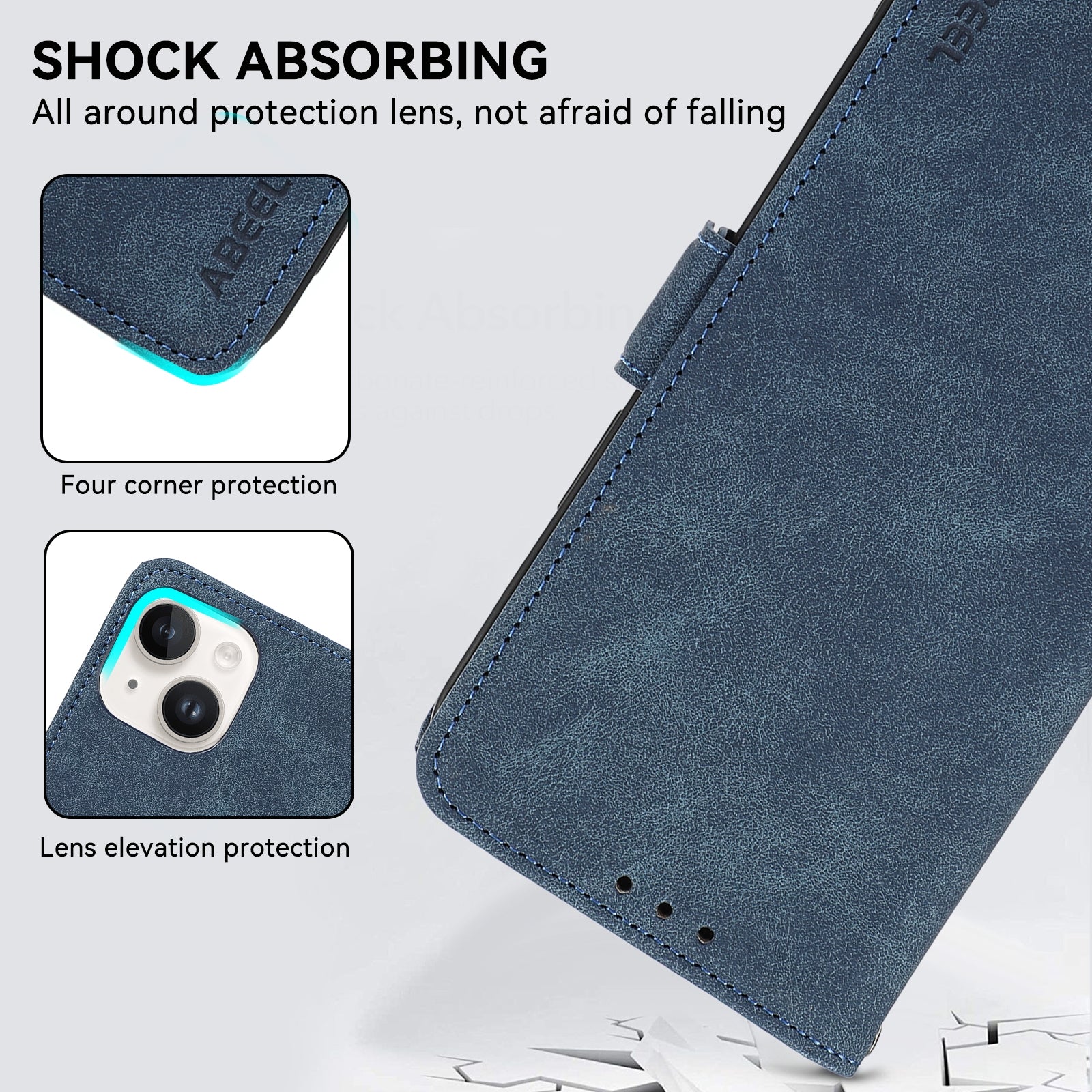 For Redmi 14C 4G ABEEL Frosted Magnetic RFID Leather Phone Case(Blue)