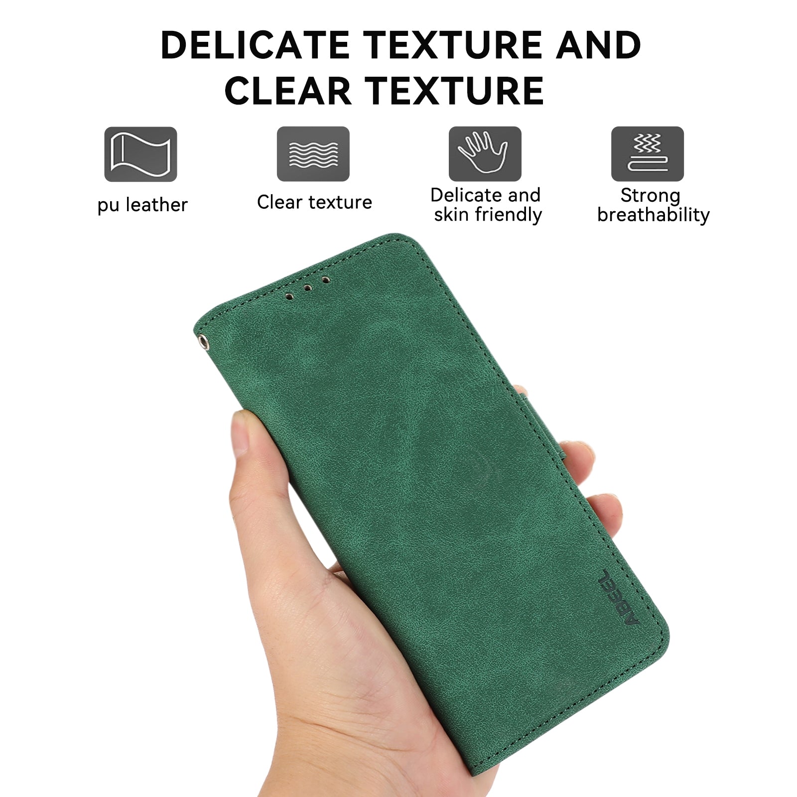 For Redmi 14C 4G ABEEL Frosted Magnetic RFID Leather Phone Case(Green)