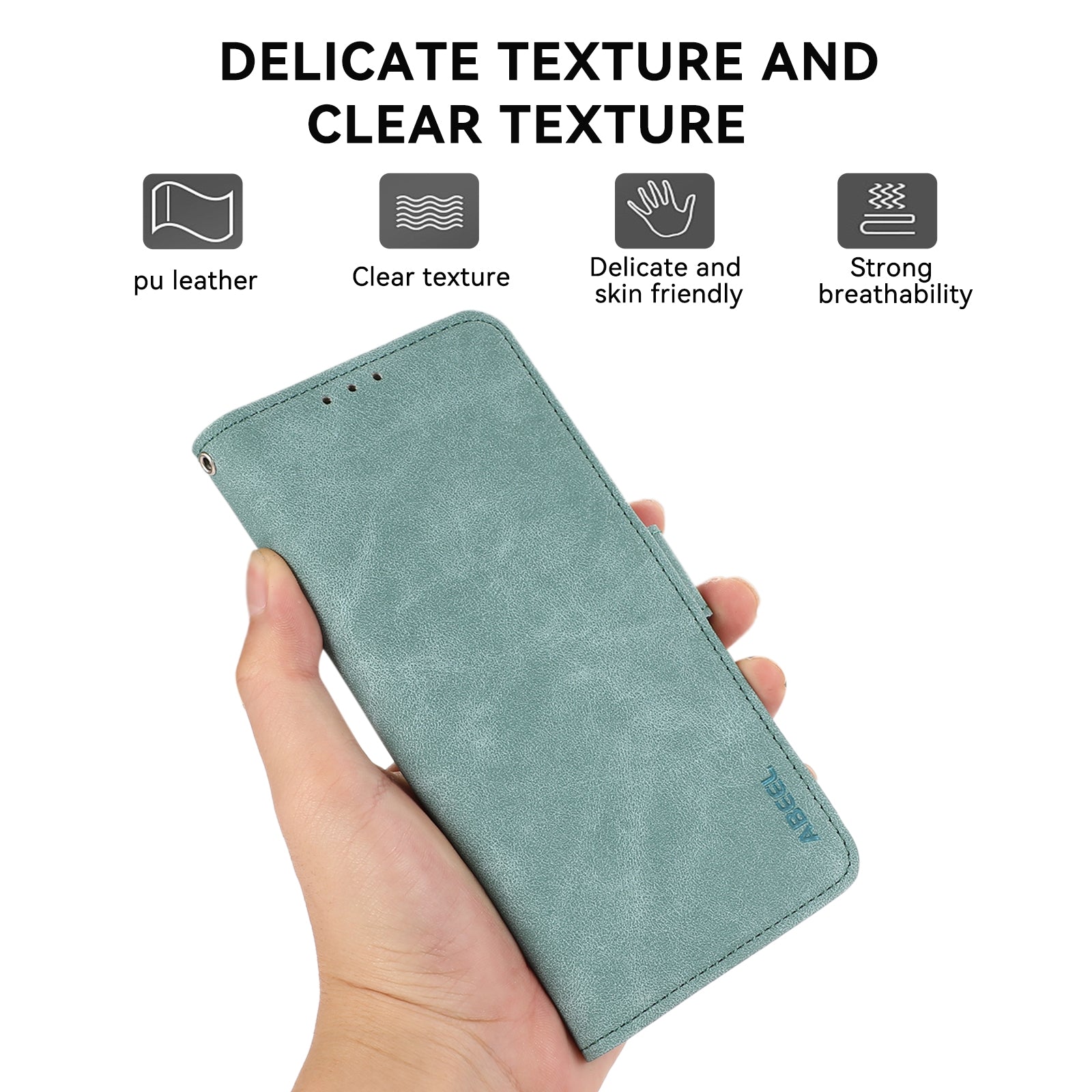 For Redmi 14C 4G ABEEL Frosted Magnetic RFID Leather Phone Case(Cyan)