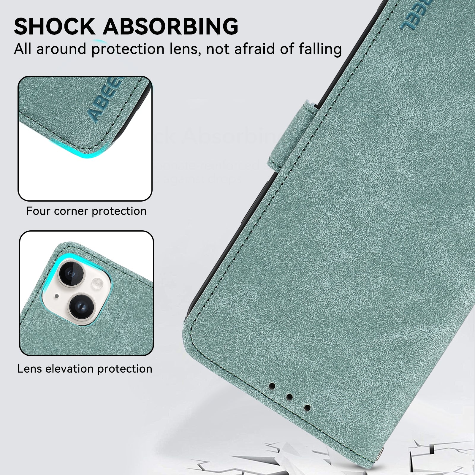 For Redmi 14C 4G ABEEL Frosted Magnetic RFID Leather Phone Case(Cyan)