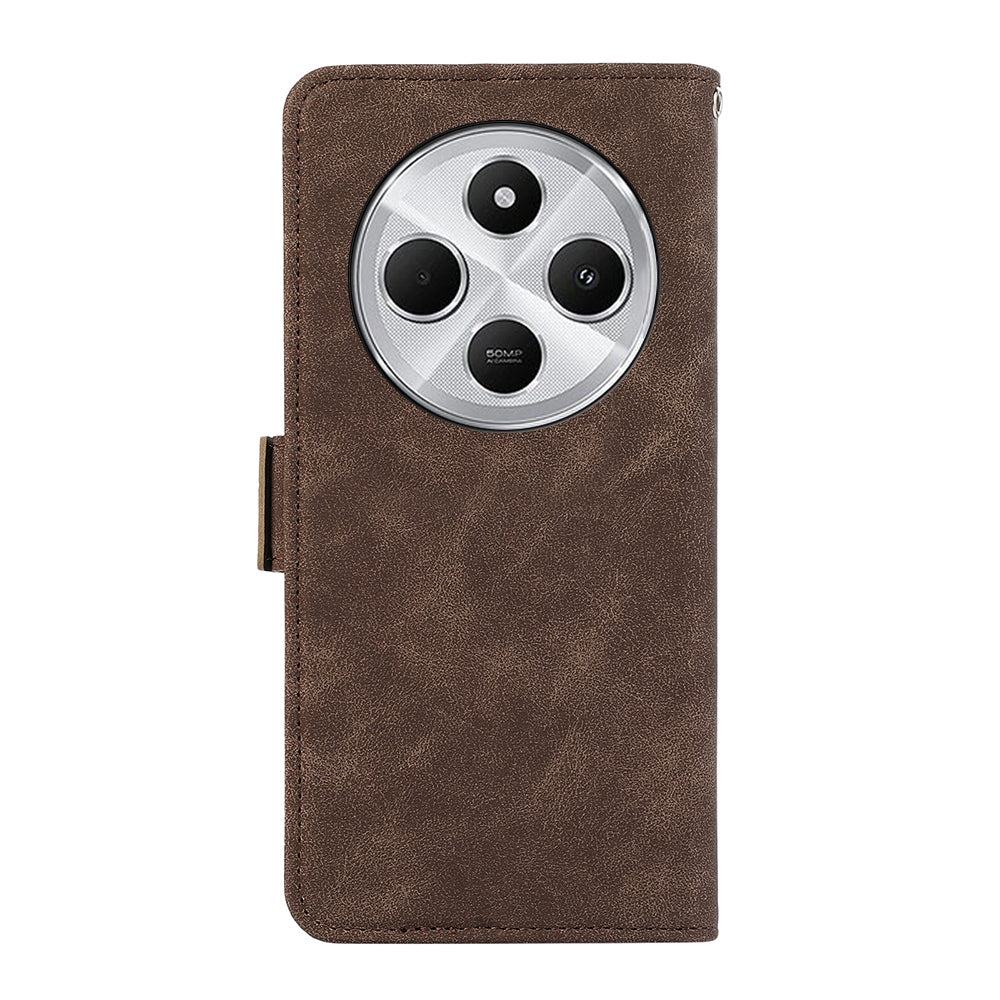 For Redmi 14C 4G ABEEL Frosted Magnetic RFID Leather Phone Case(Brown)