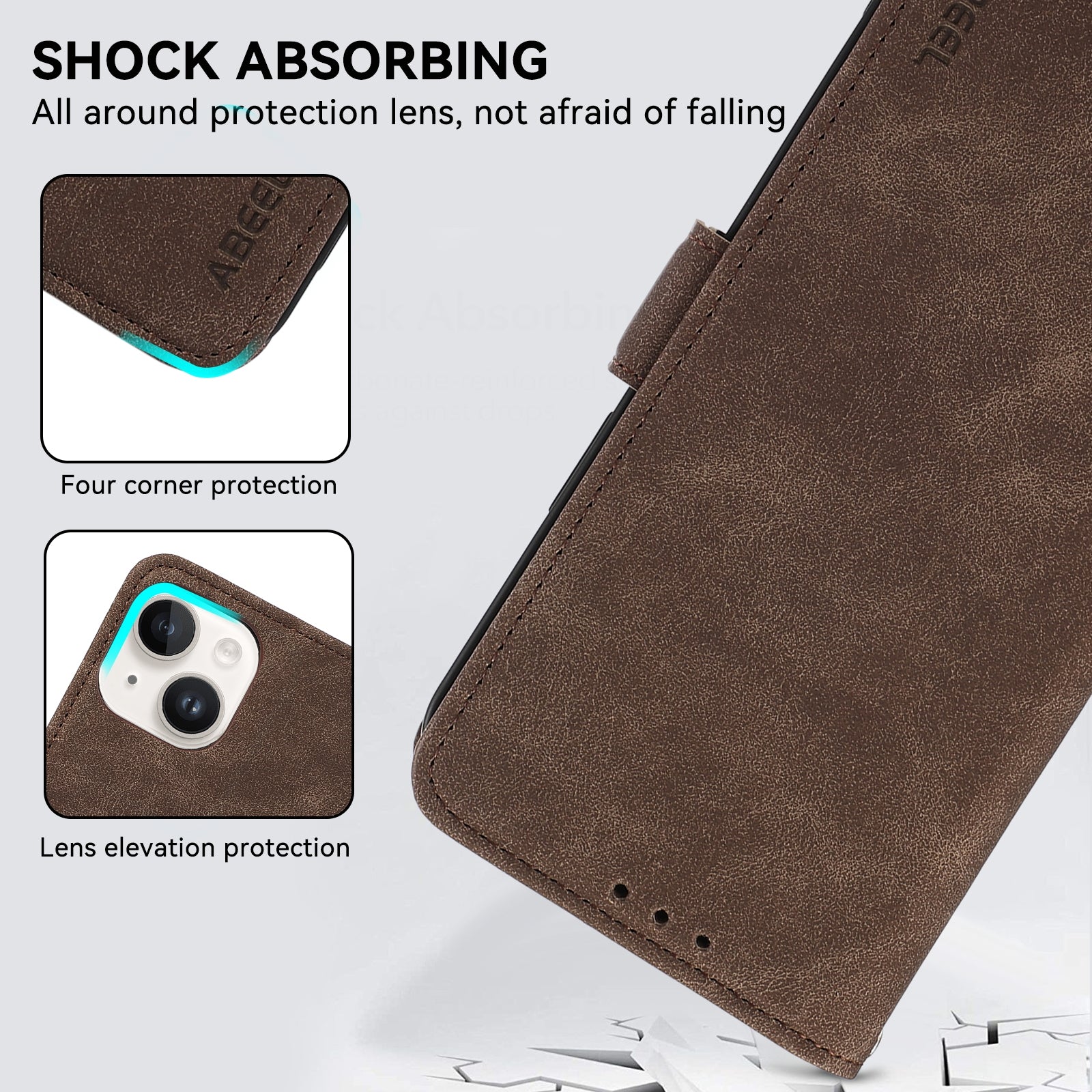 For Redmi 14C 4G ABEEL Frosted Magnetic RFID Leather Phone Case(Brown)