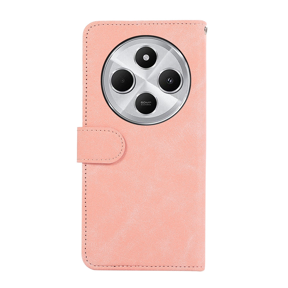 For Redmi 14C 4G ABEEL Color Block Magnetic RFID Leather Phone Case(Pink-Cyan)