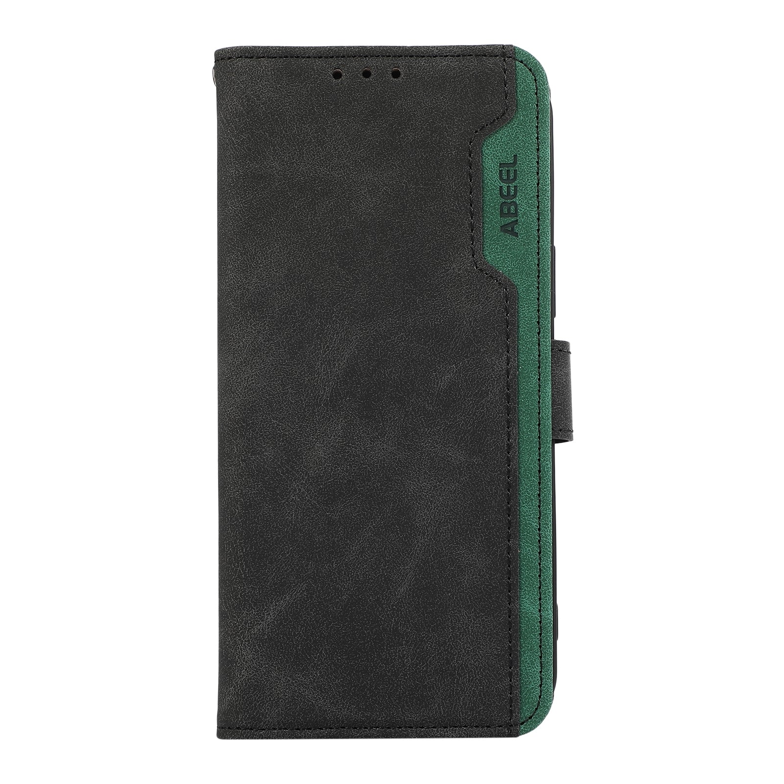 For Redmi 14C 4G ABEEL Color Block Magnetic RFID Leather Phone Case(Black-Green)