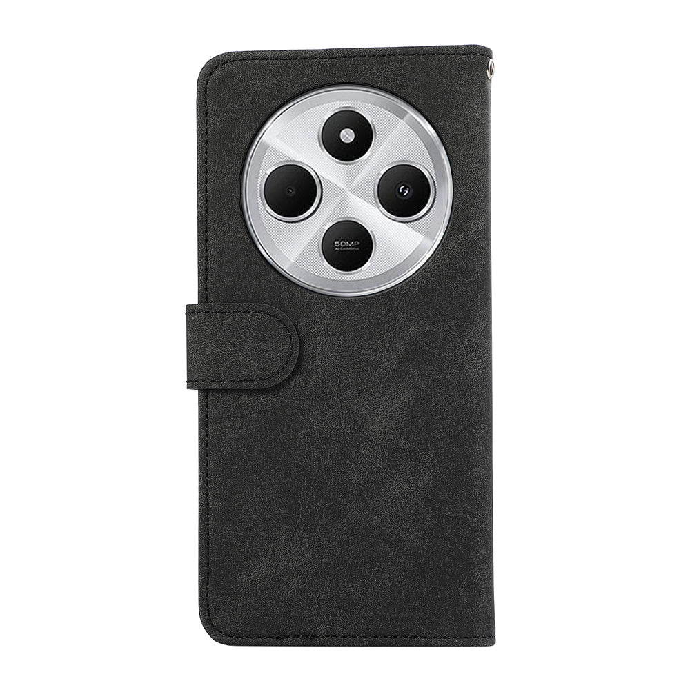 For Redmi 14C 4G ABEEL Color Block Magnetic RFID Leather Phone Case(Black-Green)