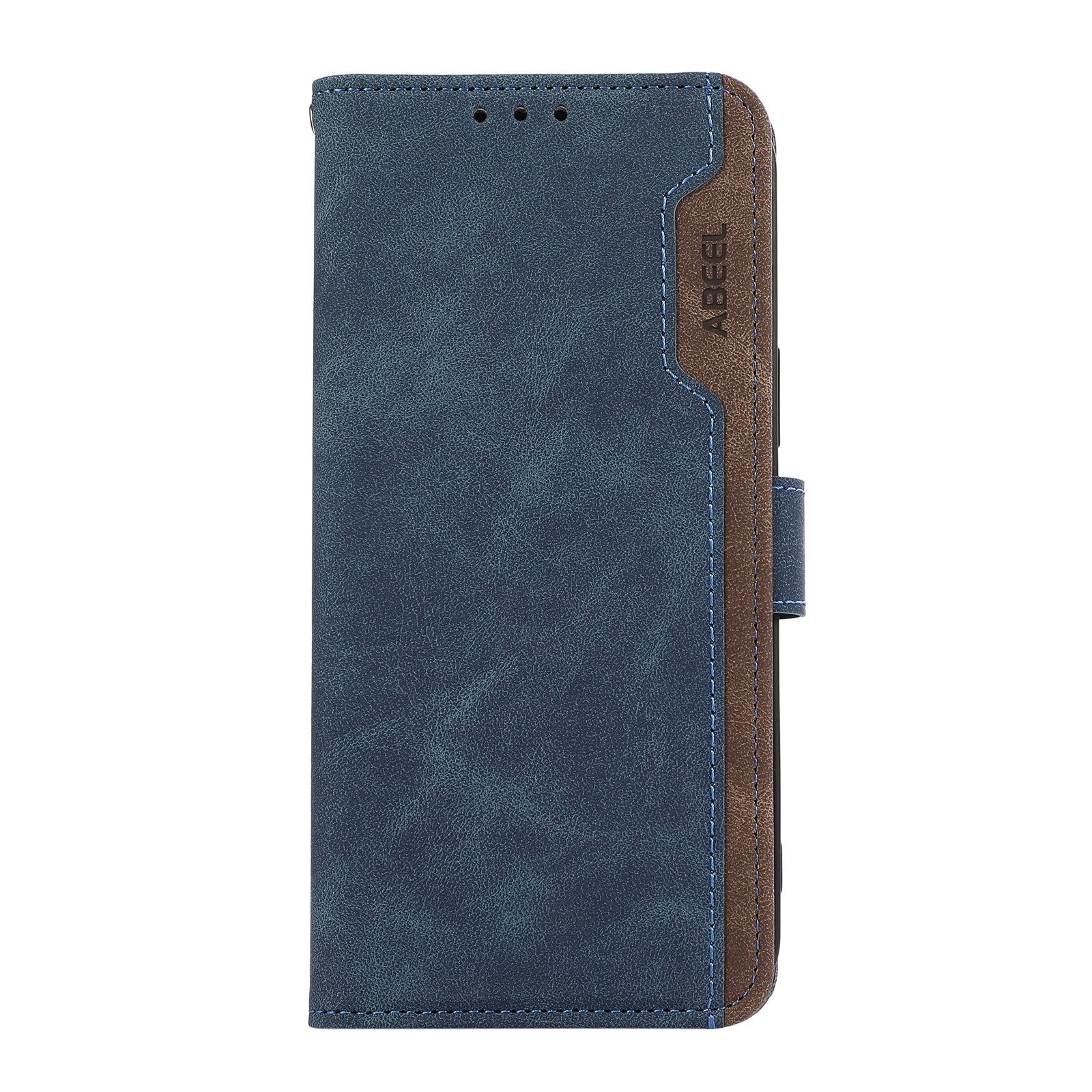 For Redmi 14C 4G ABEEL Color Block Magnetic RFID Leather Phone Case(Blue-Brown)