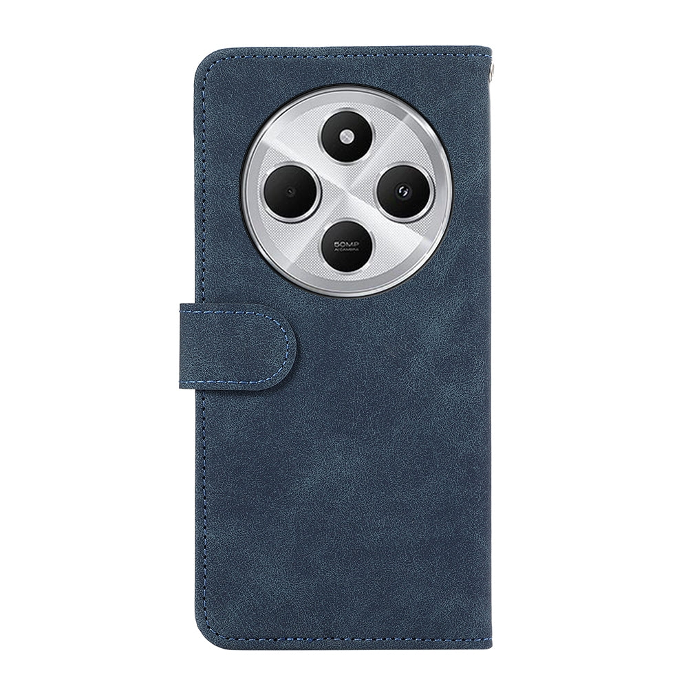 For Redmi 14C 4G ABEEL Color Block Magnetic RFID Leather Phone Case(Blue-Brown)