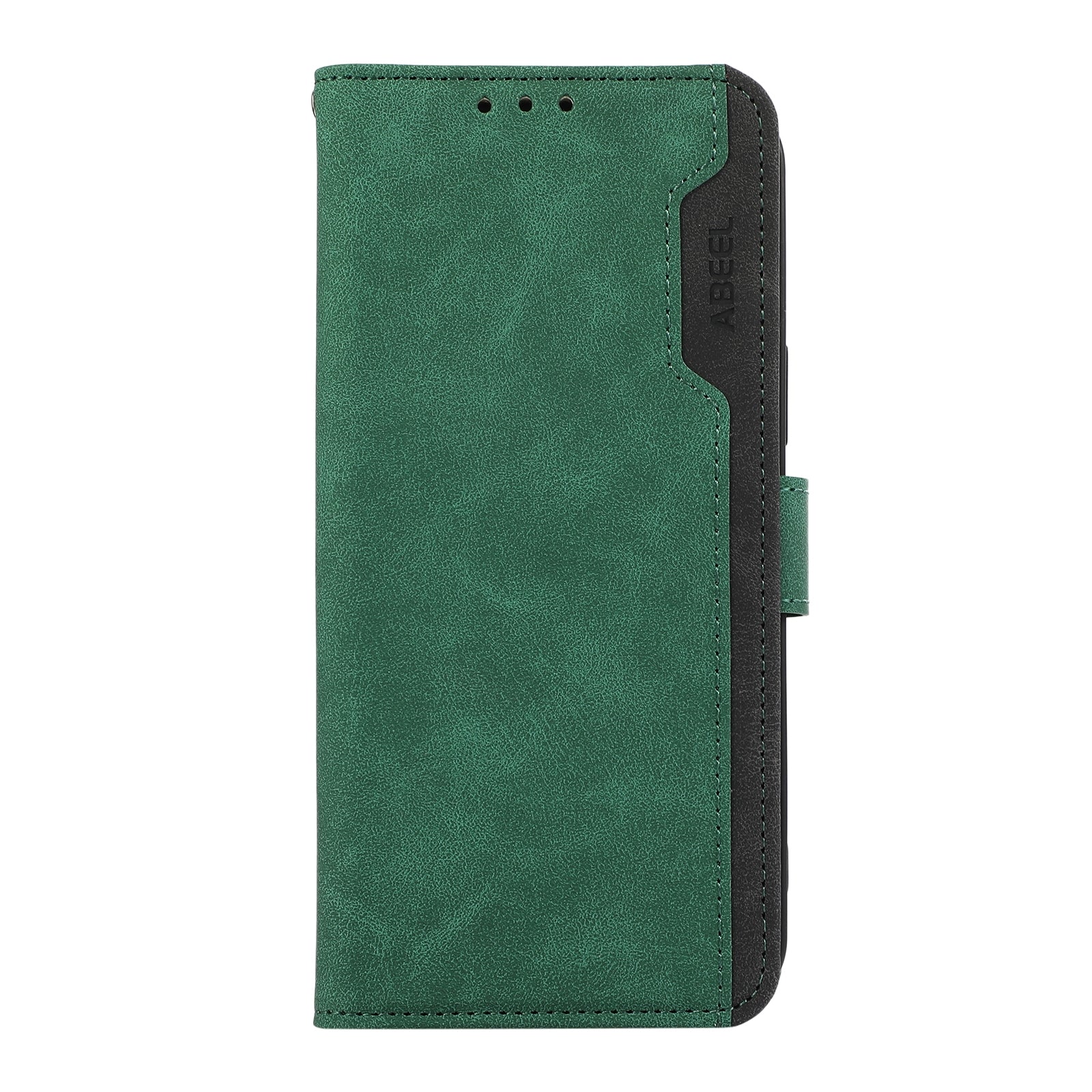 For Redmi 14C 4G ABEEL Color Block Magnetic RFID Leather Phone Case(Green-Black)