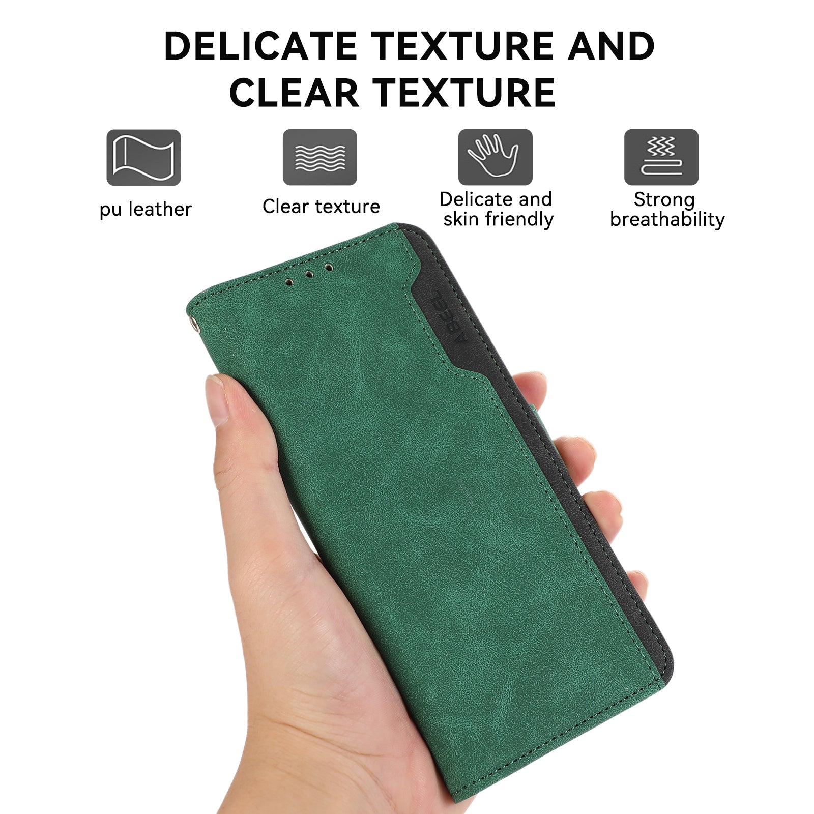 For Redmi 14C 4G ABEEL Color Block Magnetic RFID Leather Phone Case(Green-Black)