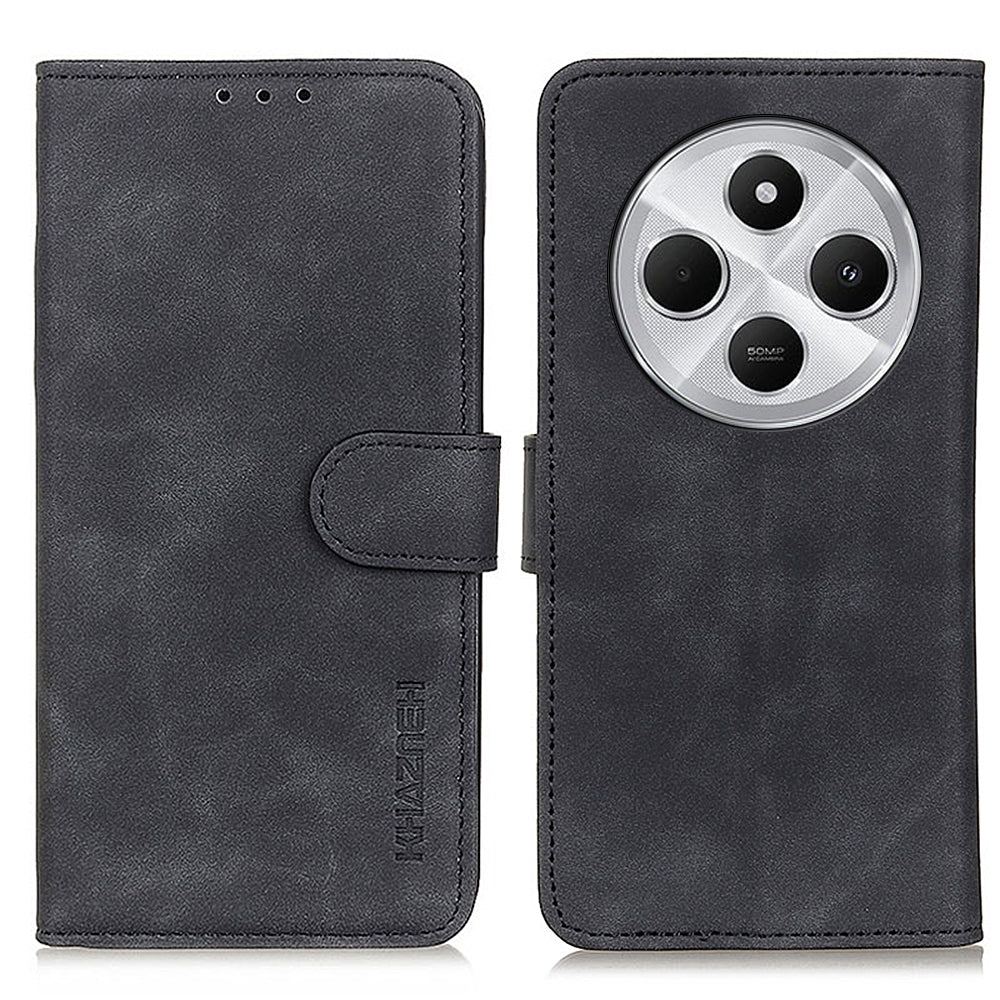 For Redmi 14C 4G KHAZNEH Retro Texture Flip Leather Phone Case(Black)