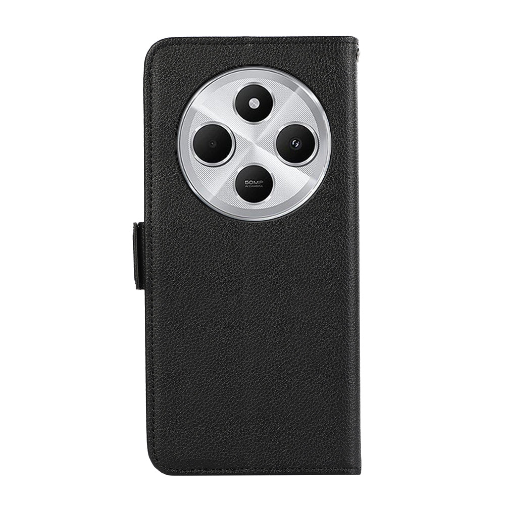 For Redmi 14C 4G ABEEL Side-Magnetic Litchi Pattern Leather RFID Phone Case(Black)