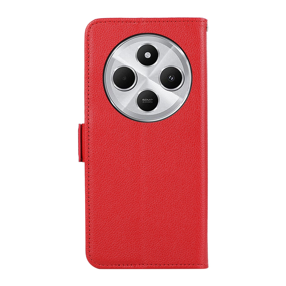 For Redmi 14C 4G ABEEL Side-Magnetic Litchi Pattern Leather RFID Phone Case(Red)