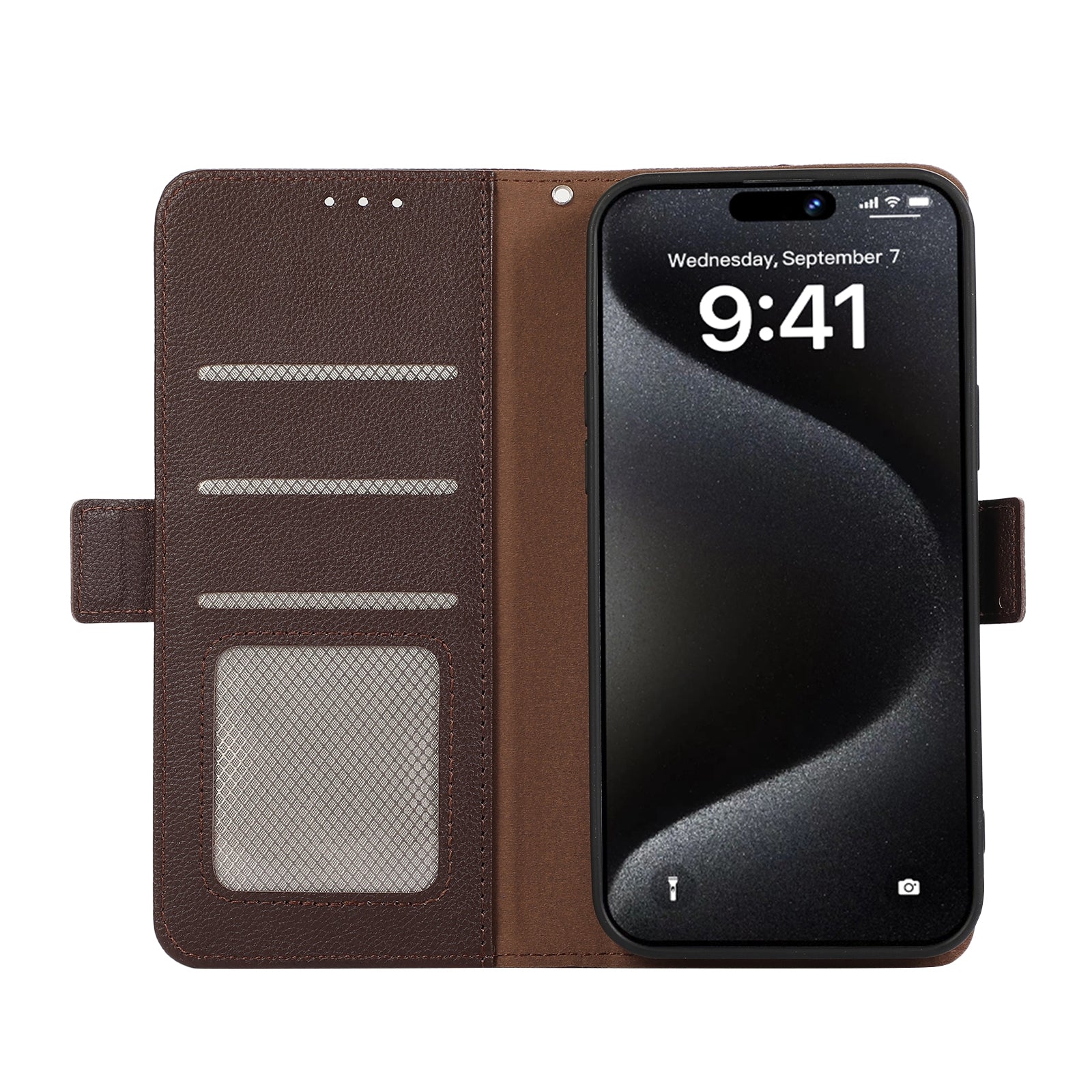 For Redmi 14C 4G ABEEL Side-Magnetic Litchi Pattern Leather RFID Phone Case(Brown)