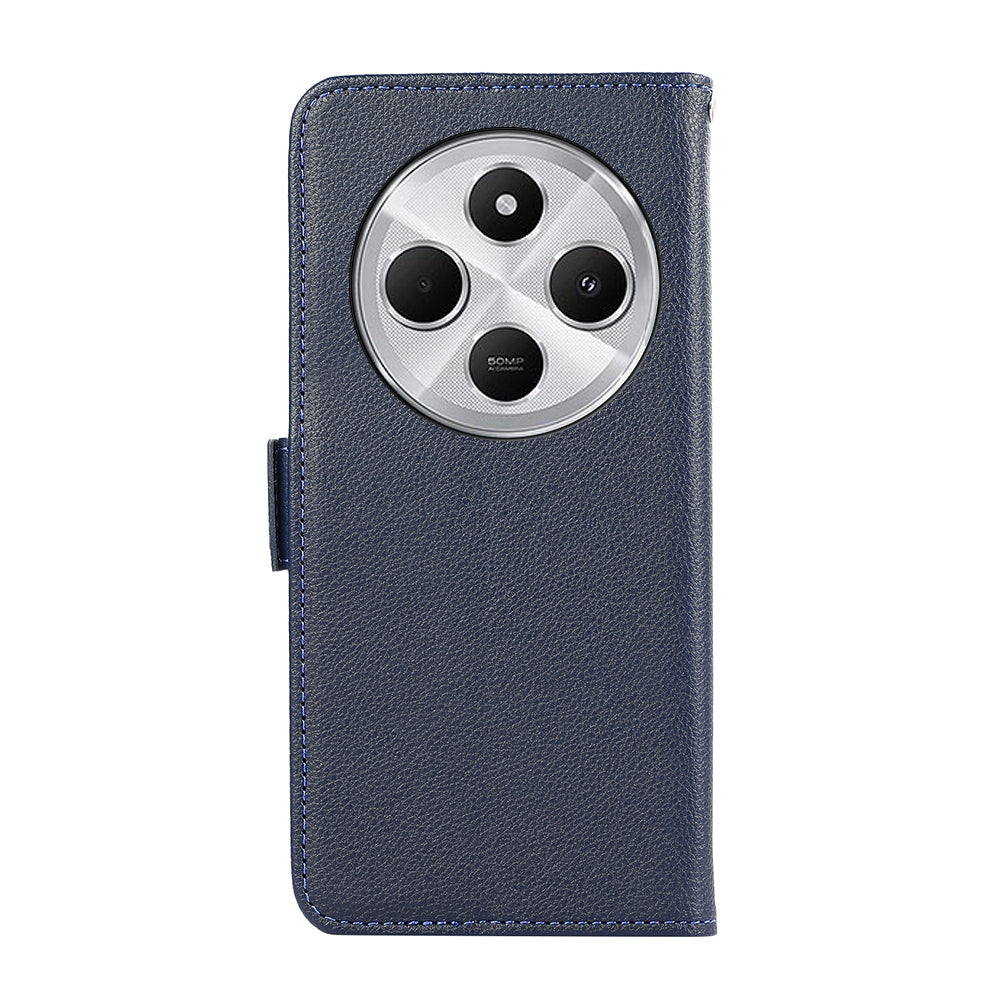 For Redmi 14C 4G ABEEL Side-Magnetic Litchi Pattern Leather RFID Phone Case(Blue)