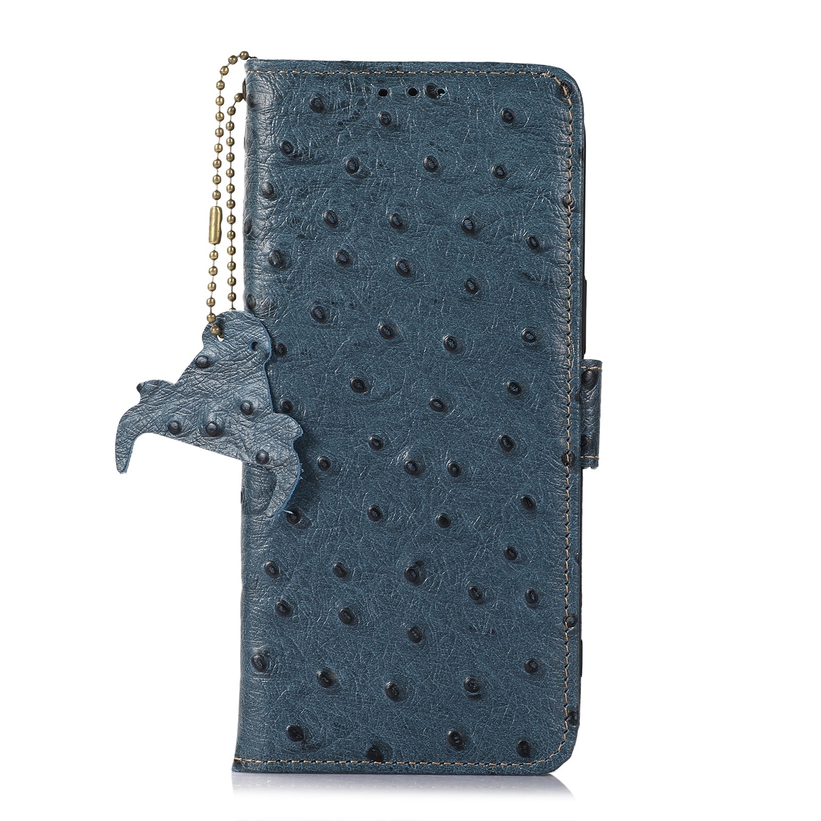 For Redmi 14C 4G Ostrich Pattern Genuine Leather RFID Phone Case(Blue)