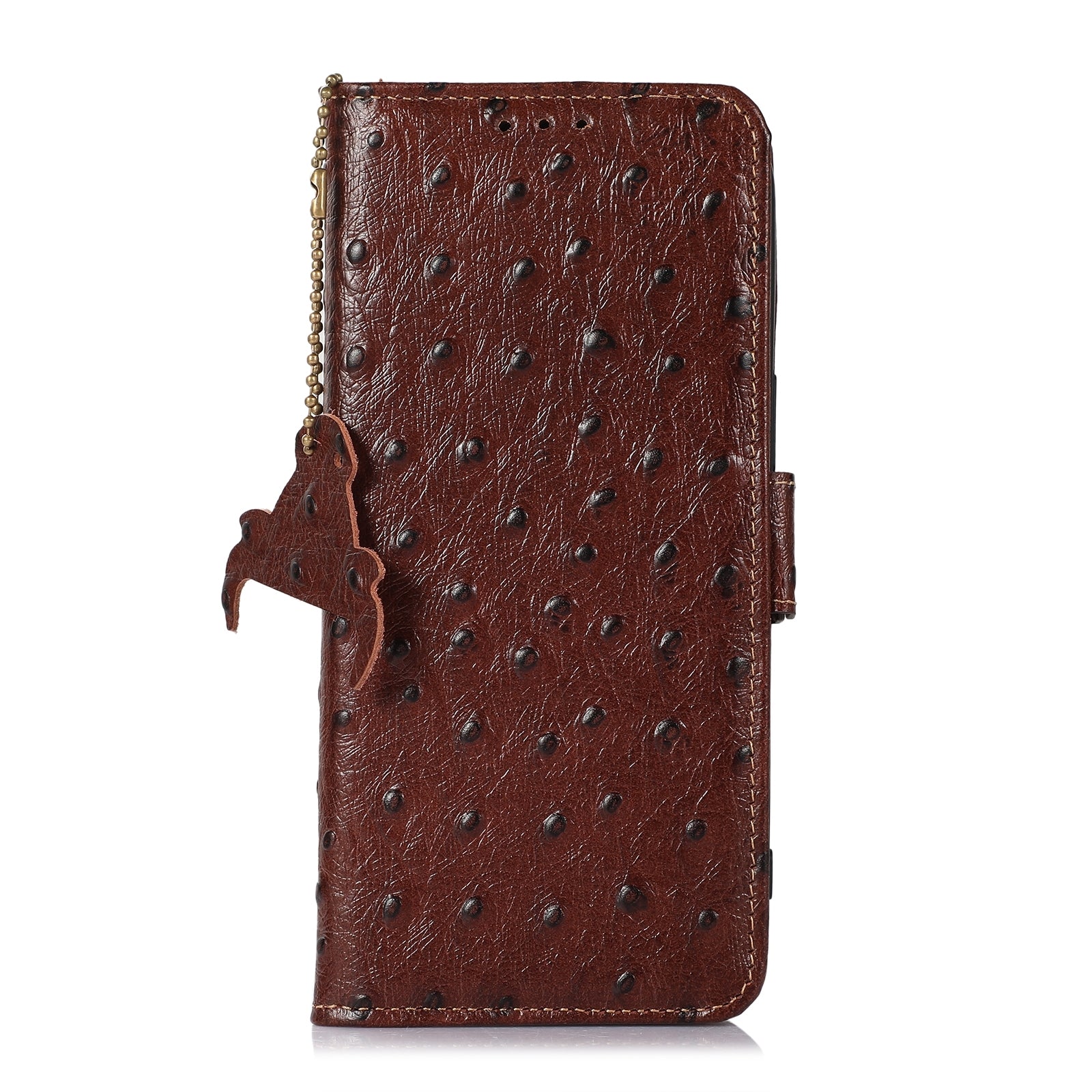 For Redmi 14C 4G Ostrich Pattern Genuine Leather RFID Phone Case(Coffee)