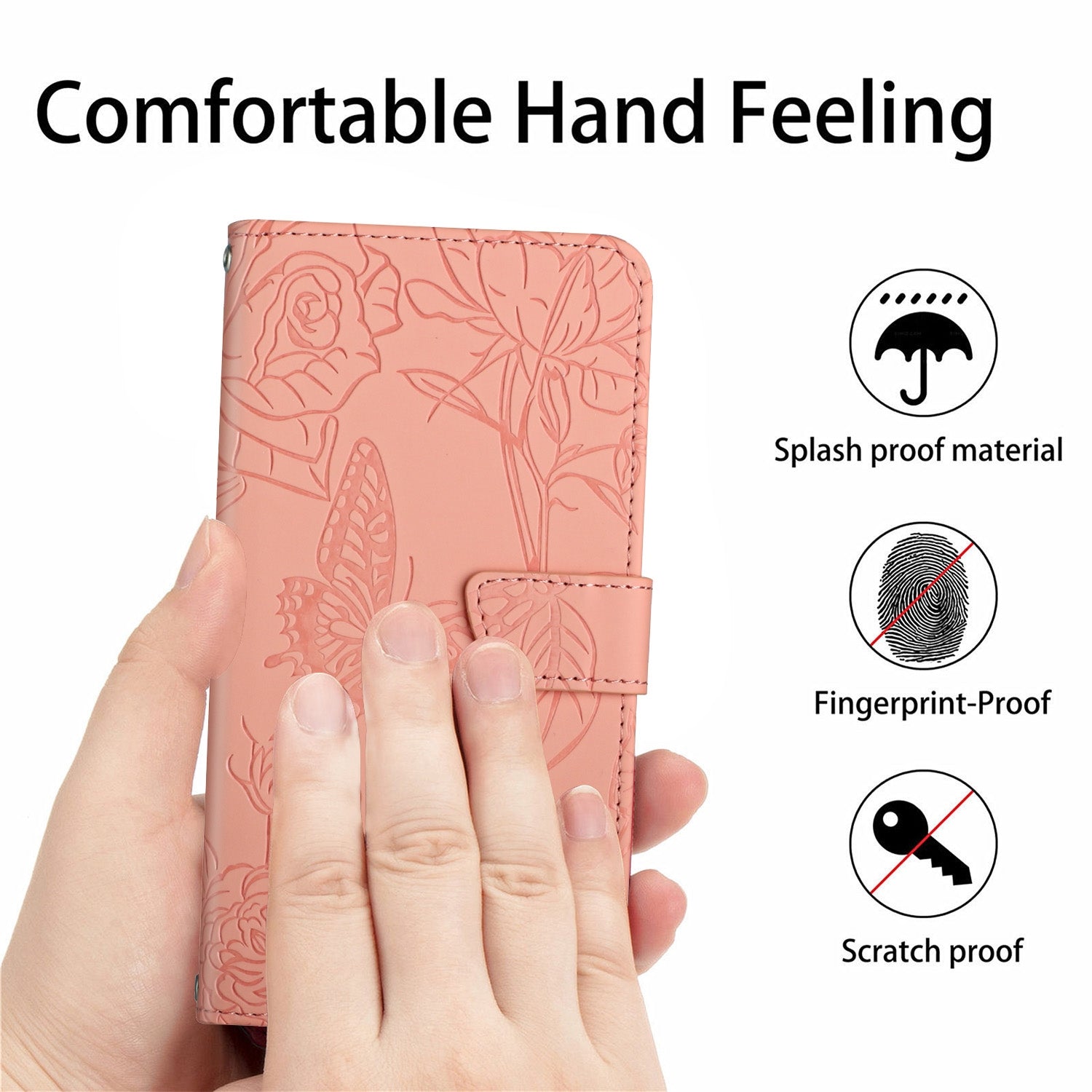 For Redmi 14C 4G Skin Feel Butterfly Embossed Flip Leather Phone Case(Pink)