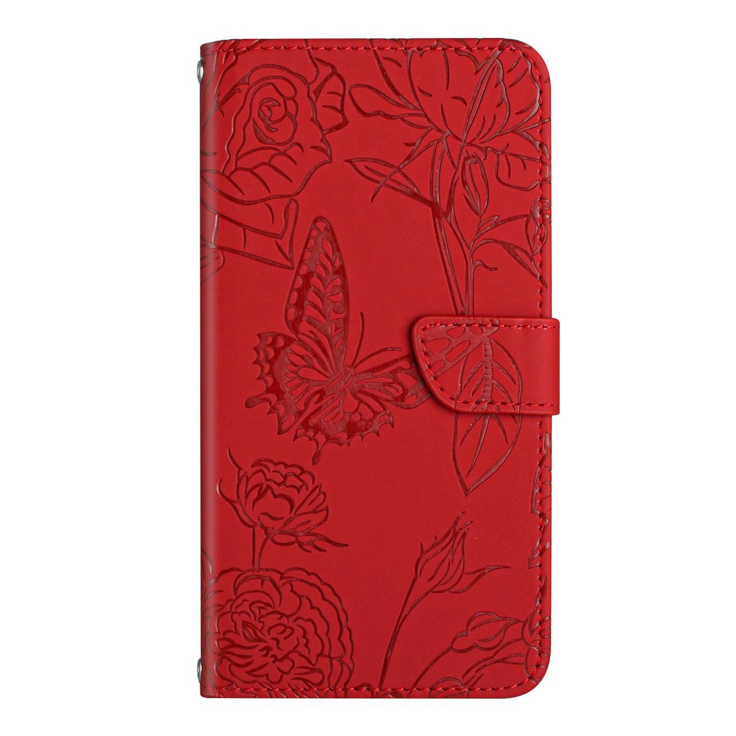 For Redmi 14C 4G Skin Feel Butterfly Embossed Flip Leather Phone Case(Red)