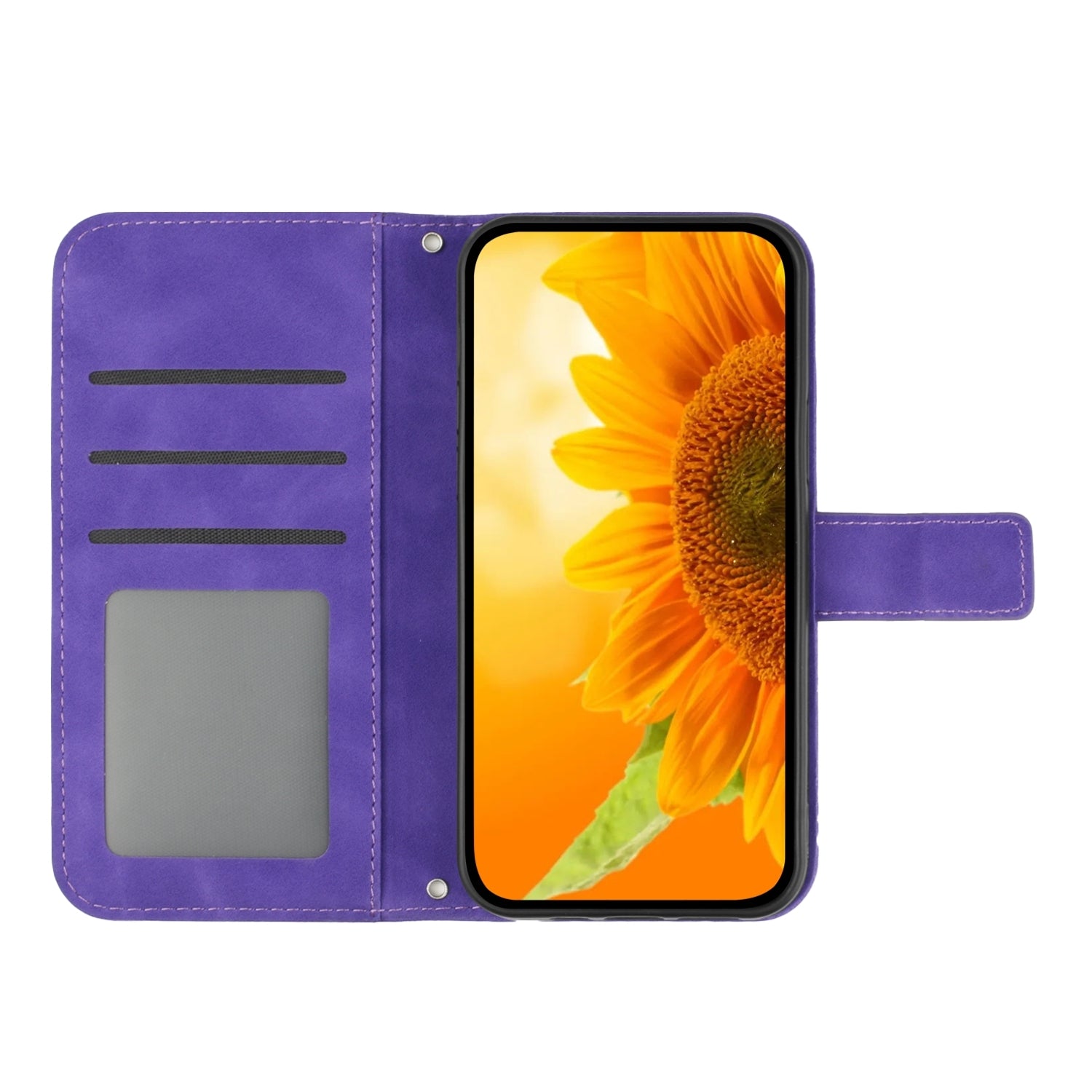 For Redmi 14C 4G Skin Feel Sun Flower Embossed Flip Leather Phone Case with Lanyard(Dark Purple)