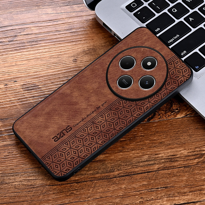 For Redmi 14C 4G / 14R AZNS 3D Embossed Skin Feel Phone Case(Brown)