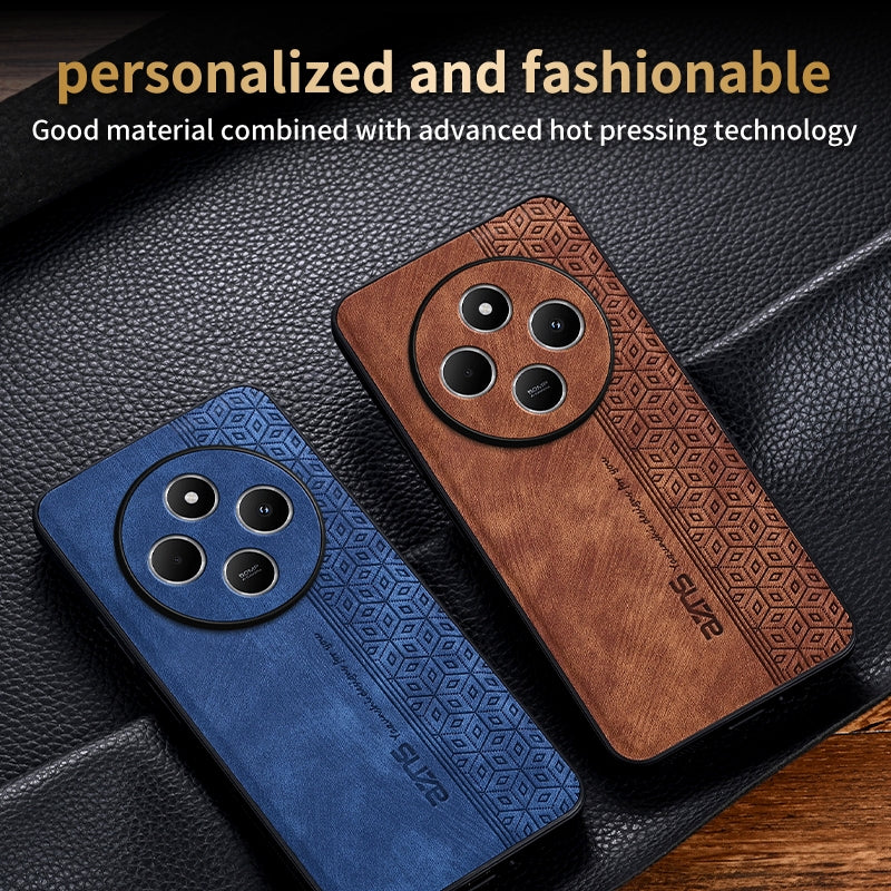 For Redmi 14C 4G / 14R AZNS 3D Embossed Skin Feel Phone Case(Brown)