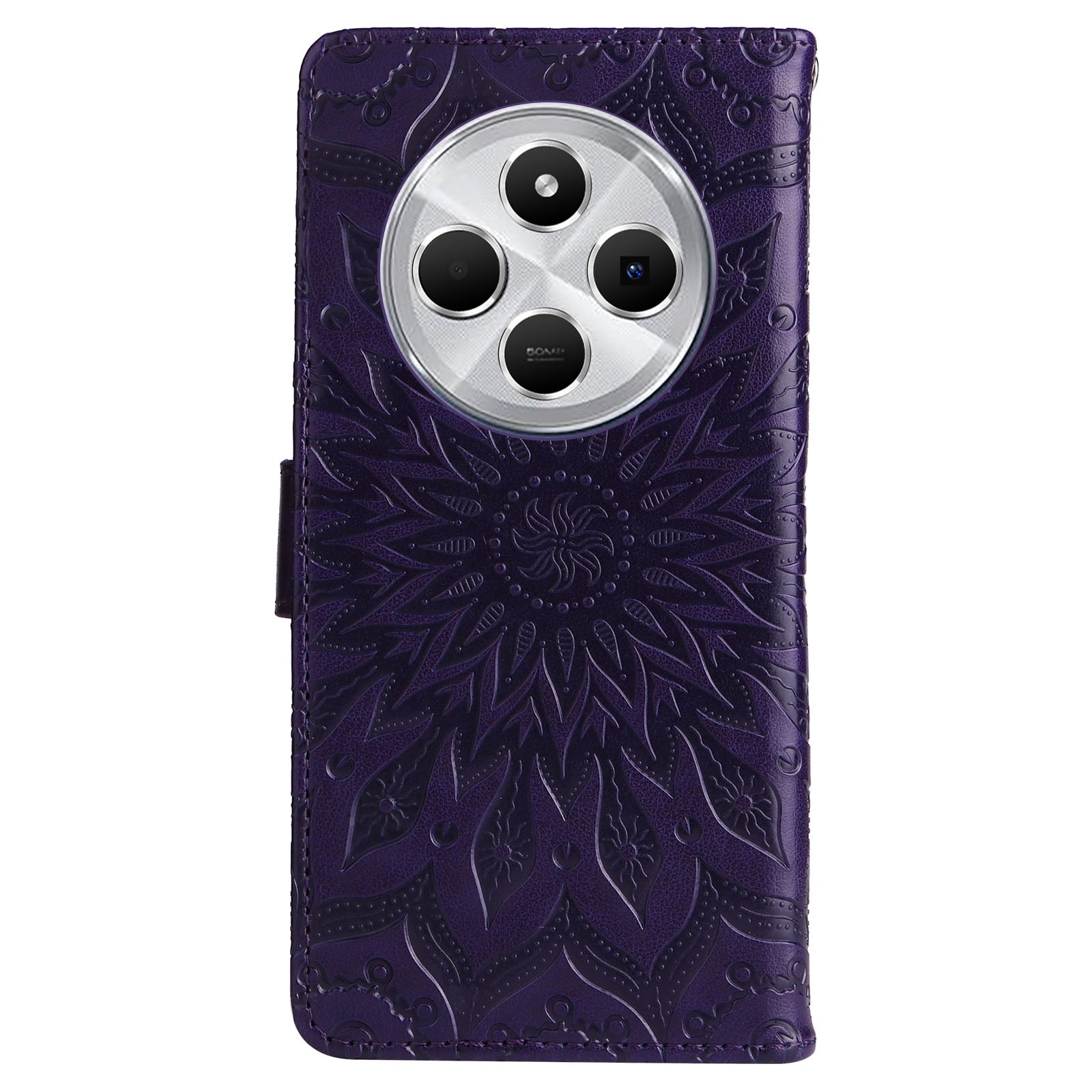 For Redmi 14C 4G Embossed Sunflower Pattern Flip Leather Phone Case(Purple)