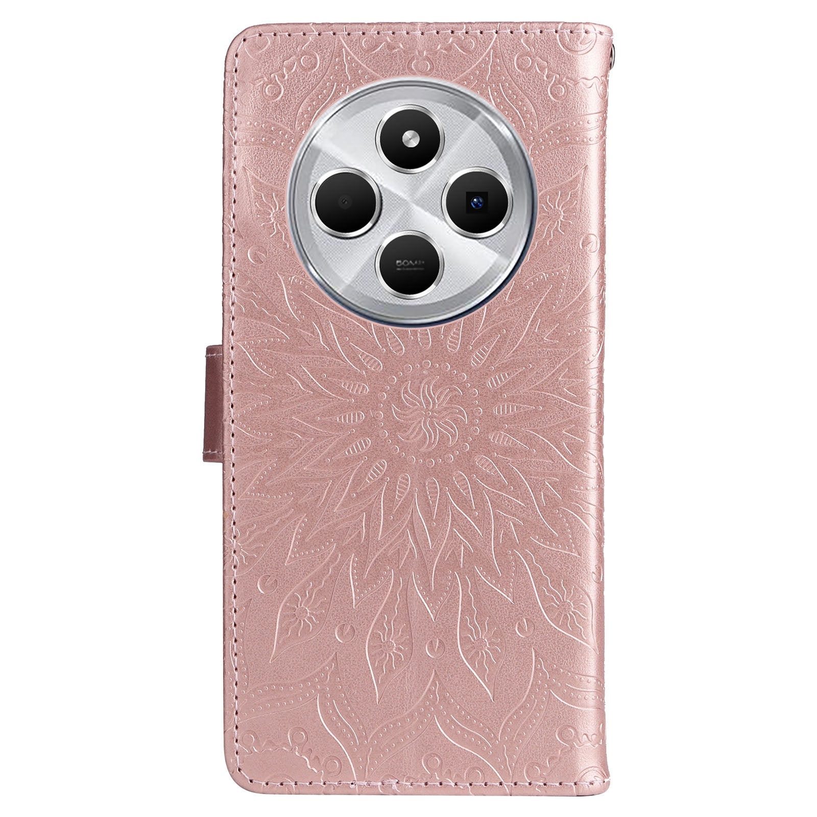 For Redmi 14C 4G Embossed Sunflower Pattern Flip Leather Phone Case(Rose Gold)