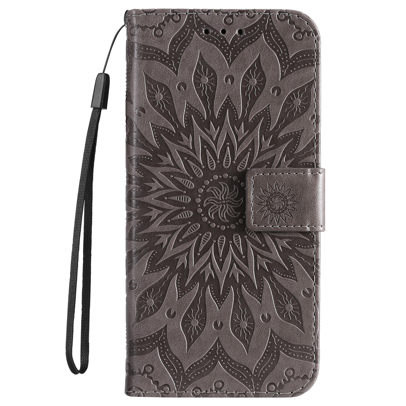 For Redmi 14C 4G Embossed Sunflower Pattern Flip Leather Phone Case(Grey)