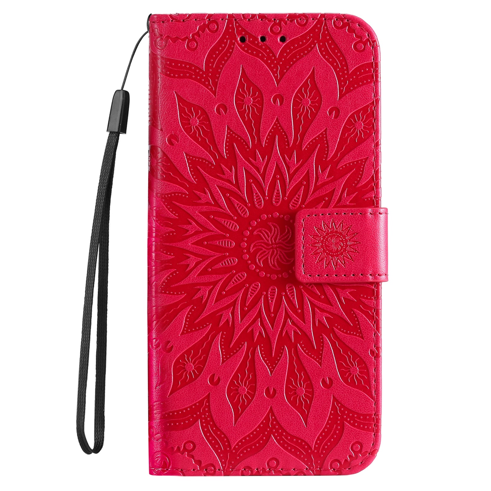 For Redmi 14C 4G Embossed Sunflower Pattern Flip Leather Phone Case(Red)