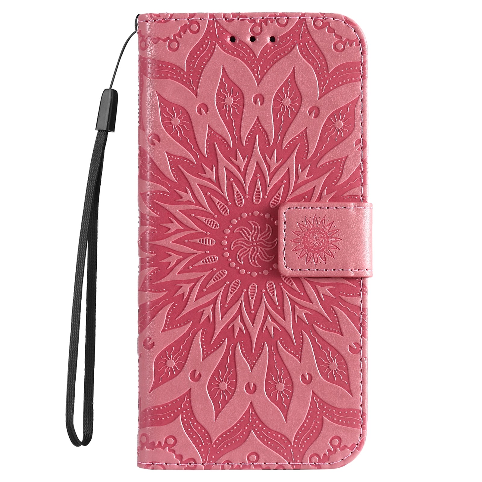 For Redmi 14C 4G Embossed Sunflower Pattern Flip Leather Phone Case(Pink)