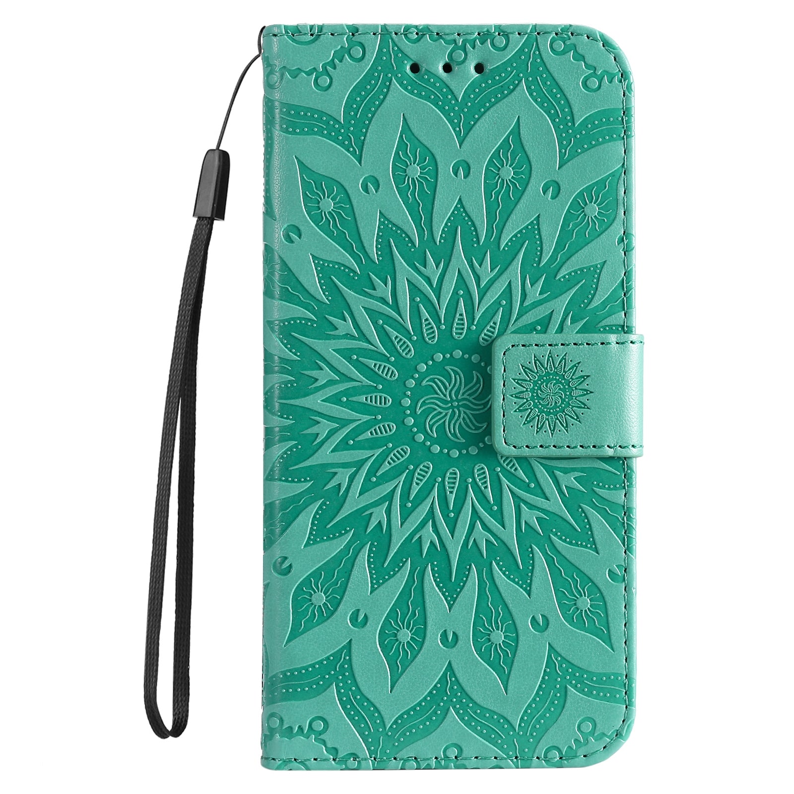 For Redmi 14C 4G Embossed Sunflower Pattern Flip Leather Phone Case(Green)