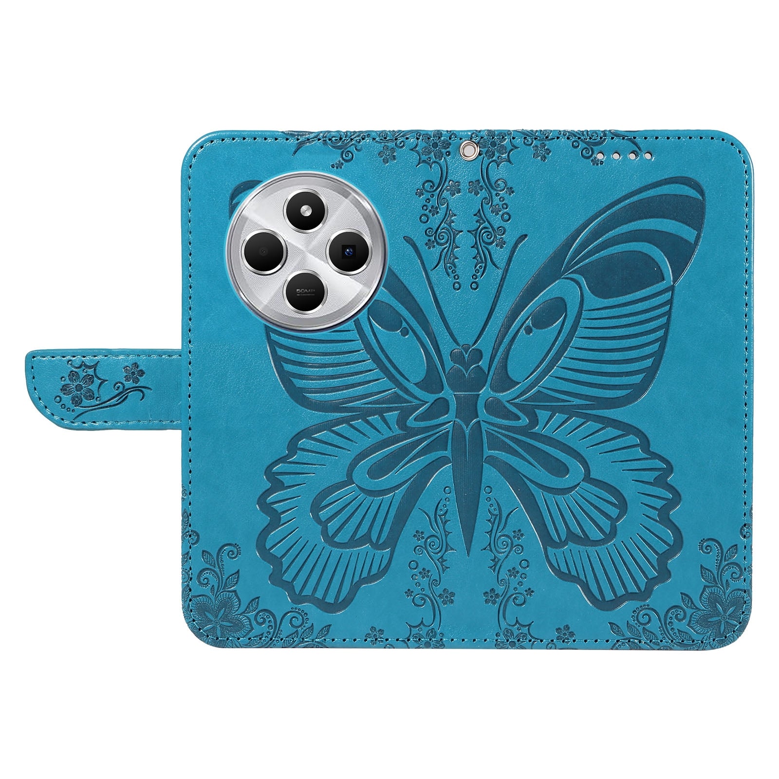 For Redmi 14C 4G Swallowtail Butterfly Embossed Leather Phone Case(Blue)