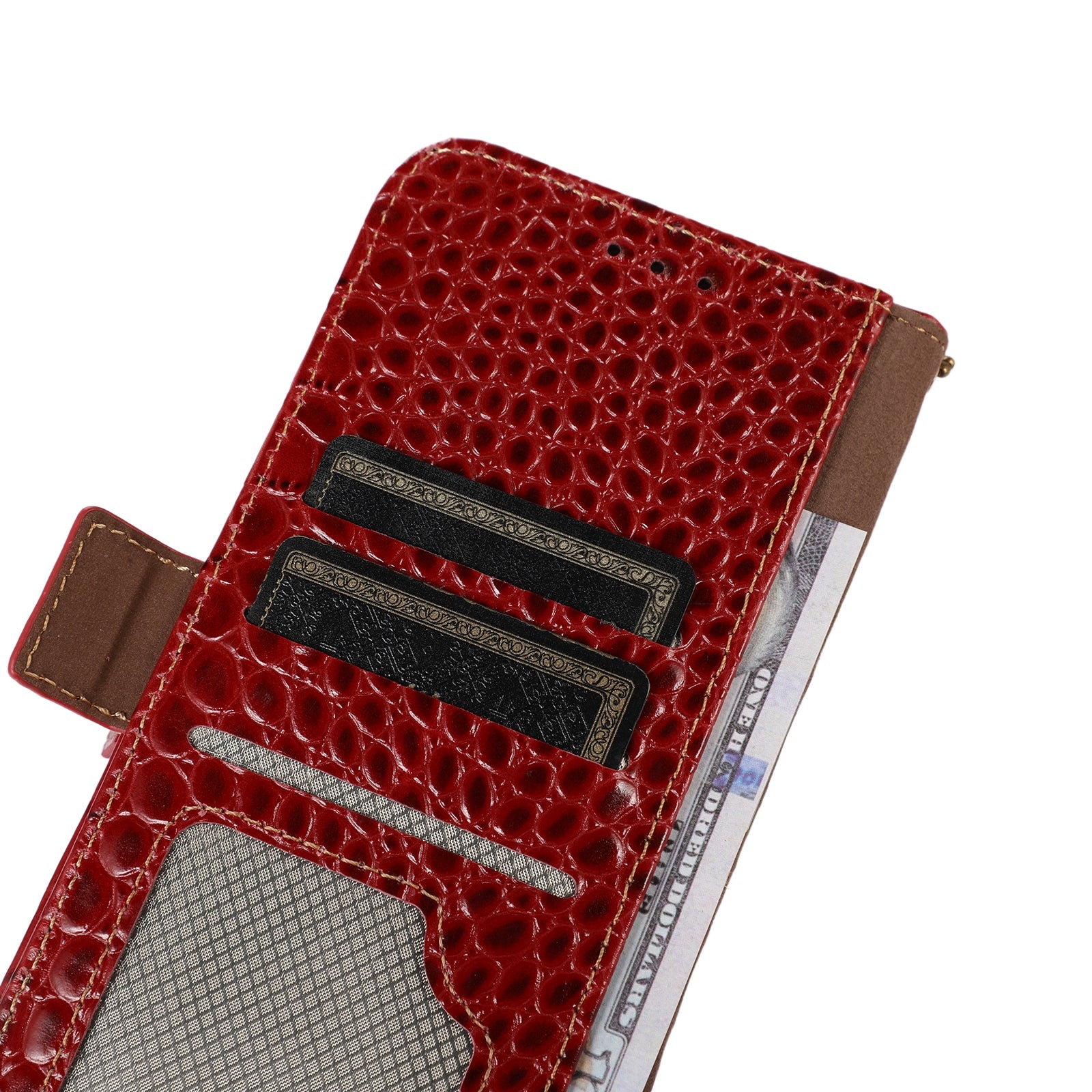 For Redmi 14C 4G Crocodile Top Layer Cowhide Leather Phone Case(Red)