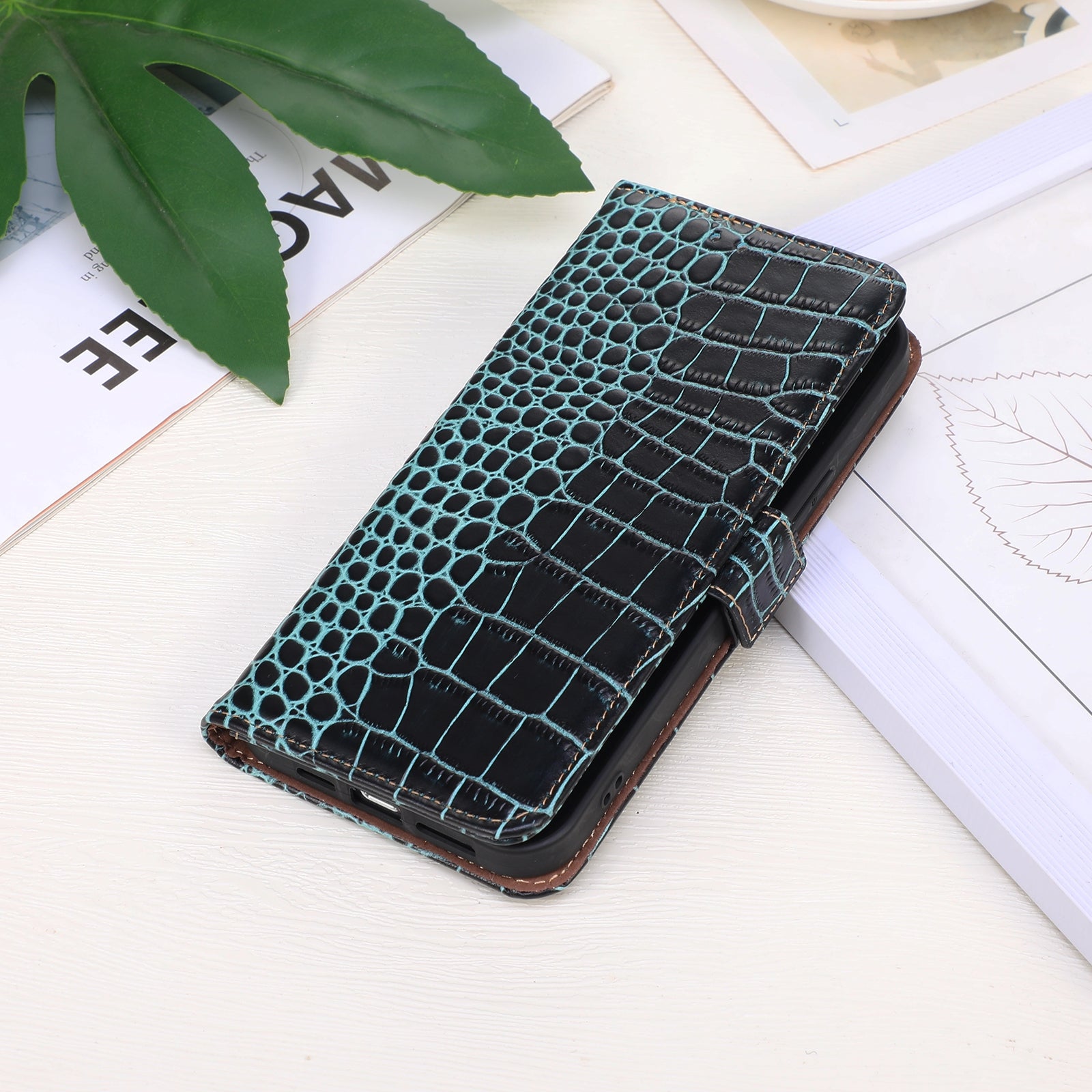 For Redmi 14C 4G Crocodile Top Layer Cowhide Leather Phone Case(Green)