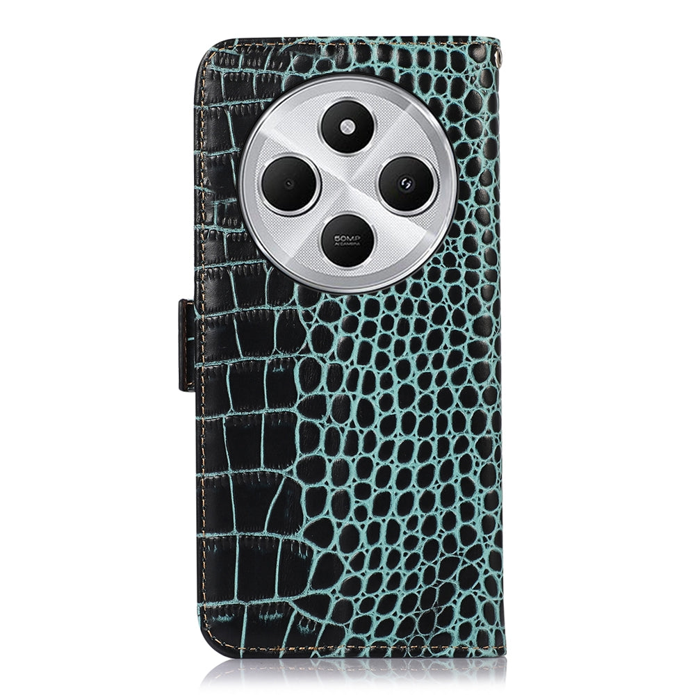 For Redmi 14C 4G Crocodile Top Layer Cowhide Leather Phone Case(Green)