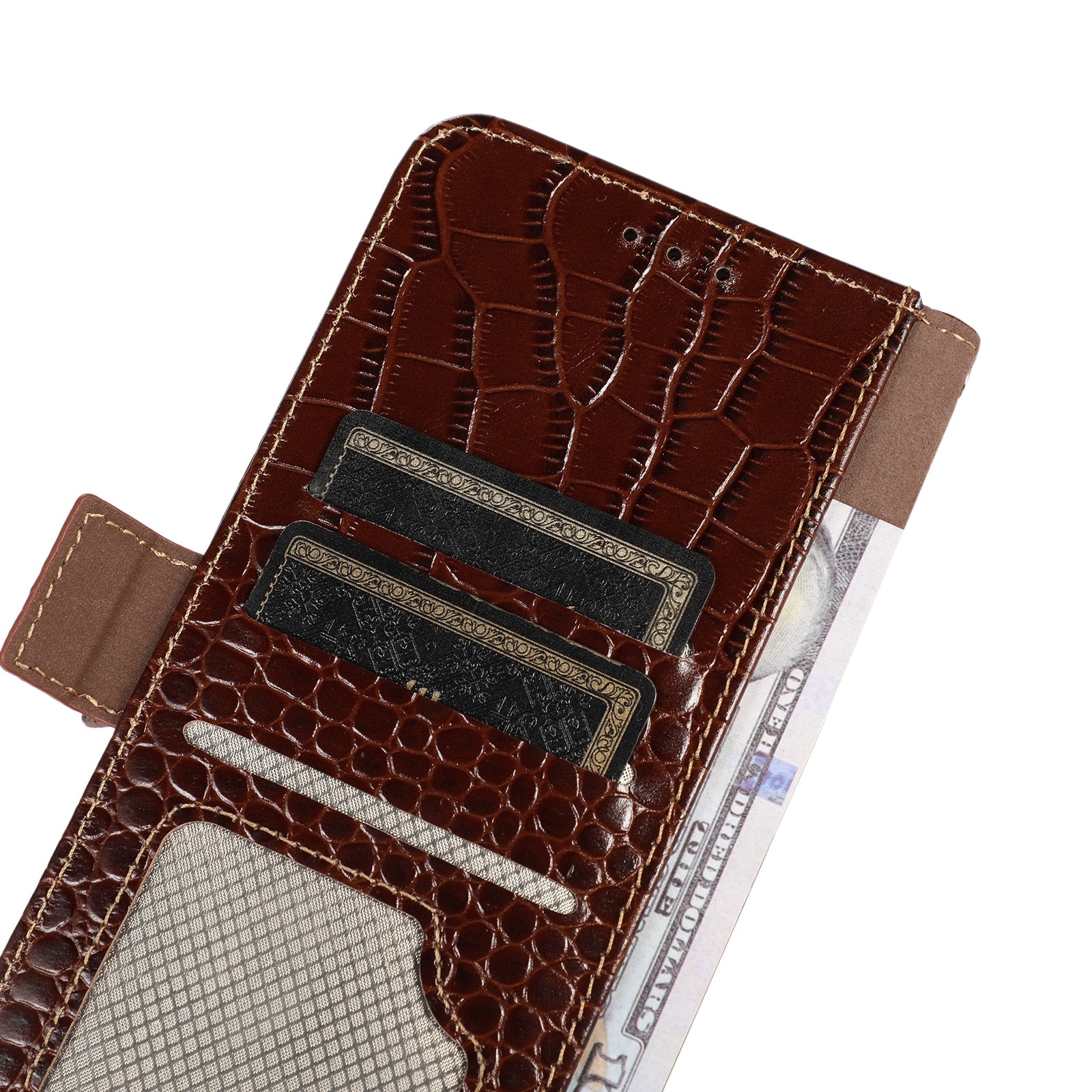 For Redmi 14C 4G Crocodile Top Layer Cowhide Leather Phone Case(Brown)