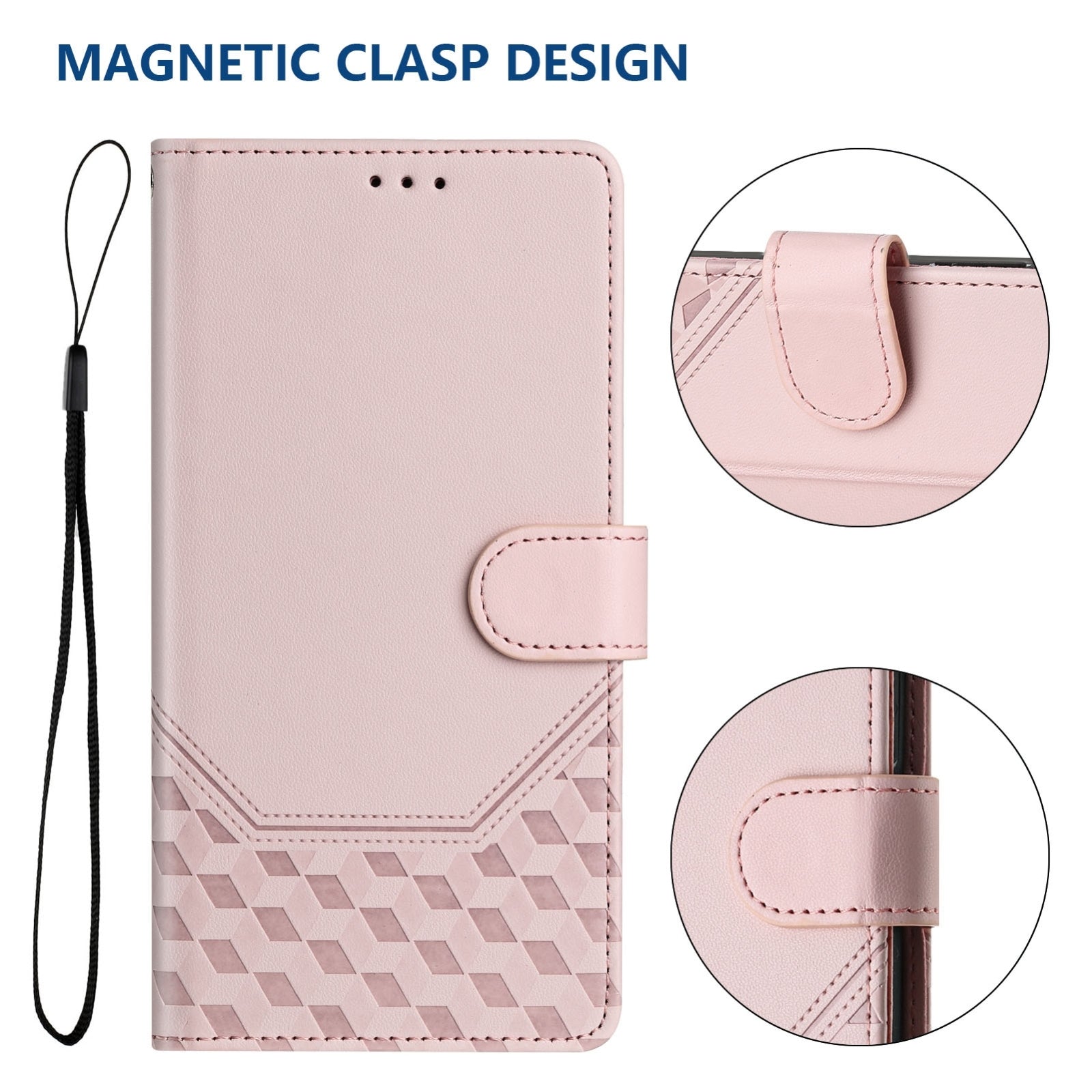 For Redmi 14C 4G Honeycomb Embossing RFID Leather Phone Case(Pink)