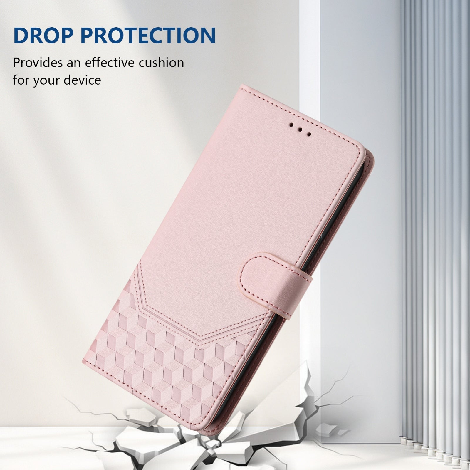 For Redmi 14C 4G Honeycomb Embossing RFID Leather Phone Case(Pink)