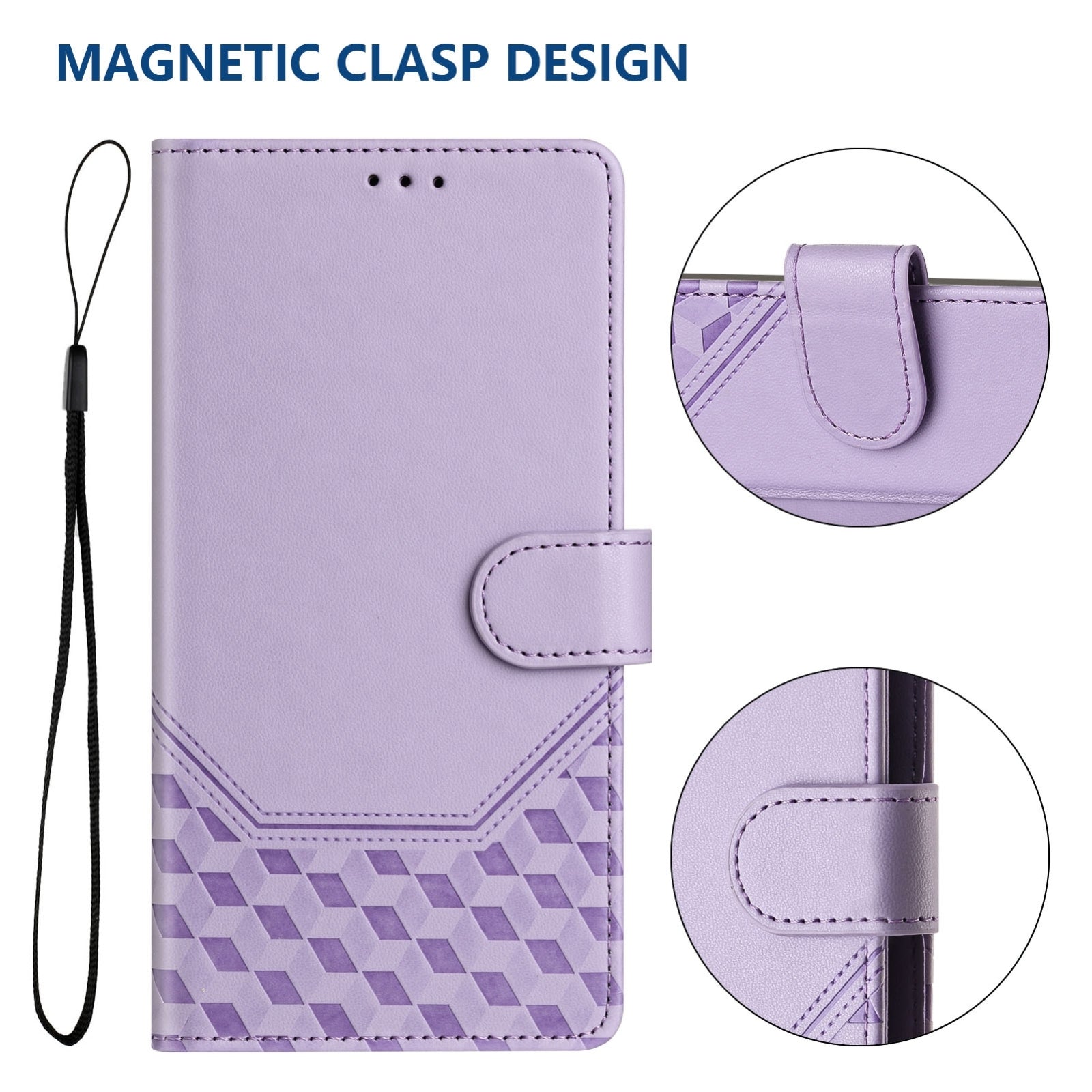 For Redmi 14C 4G Honeycomb Embossing RFID Leather Phone Case(Light Purple)