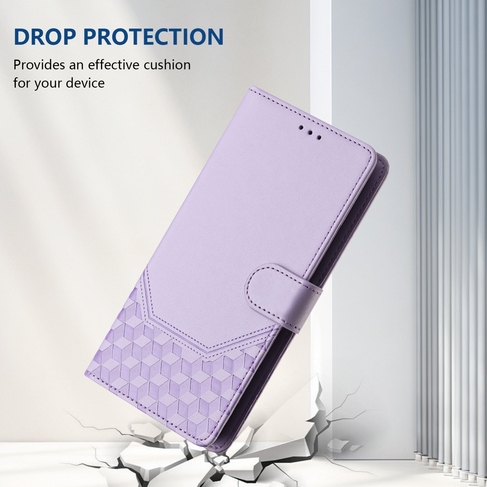 For Redmi 14C 4G Honeycomb Embossing RFID Leather Phone Case(Light Purple)